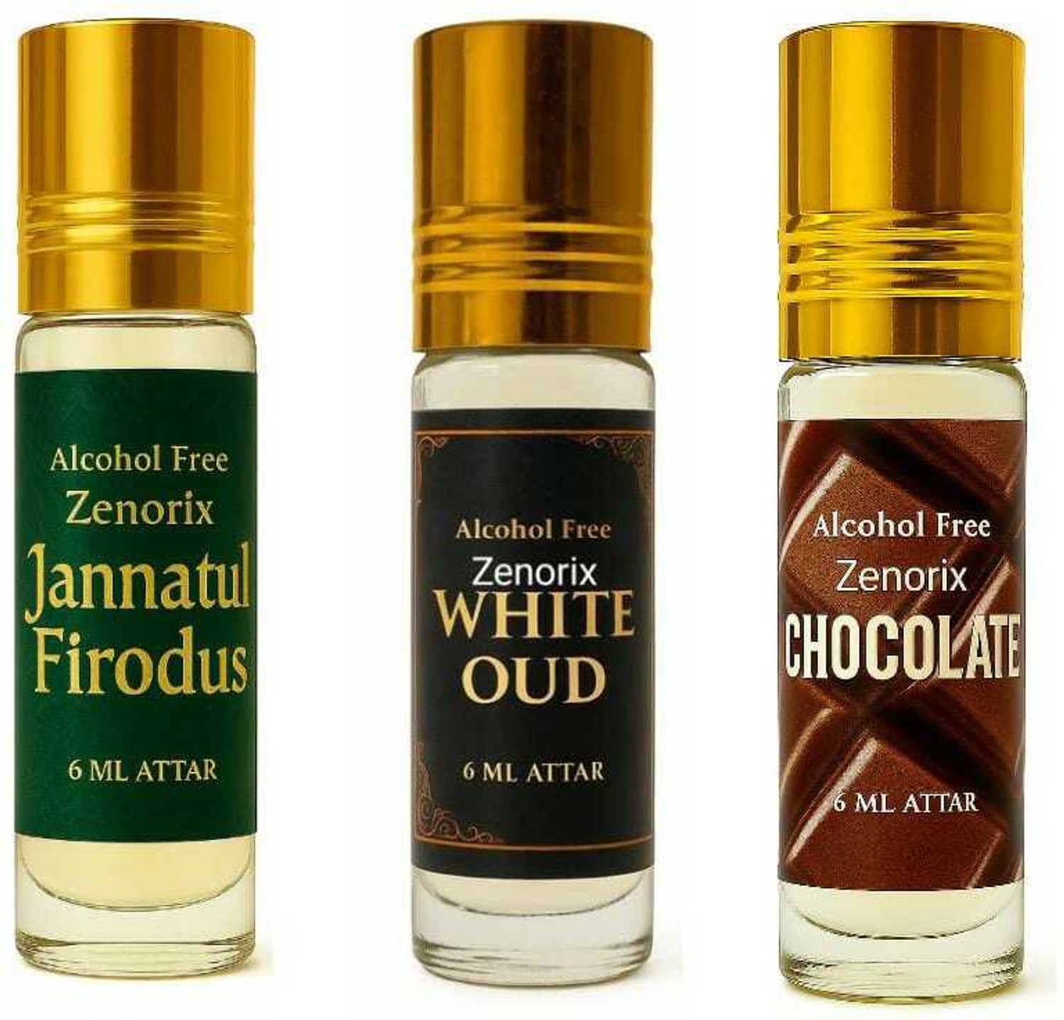 Image of Zenorix Chocolate, White Oud And Jannatul Firoduse Attar Perfume Oil for Men & Women Floral Attar