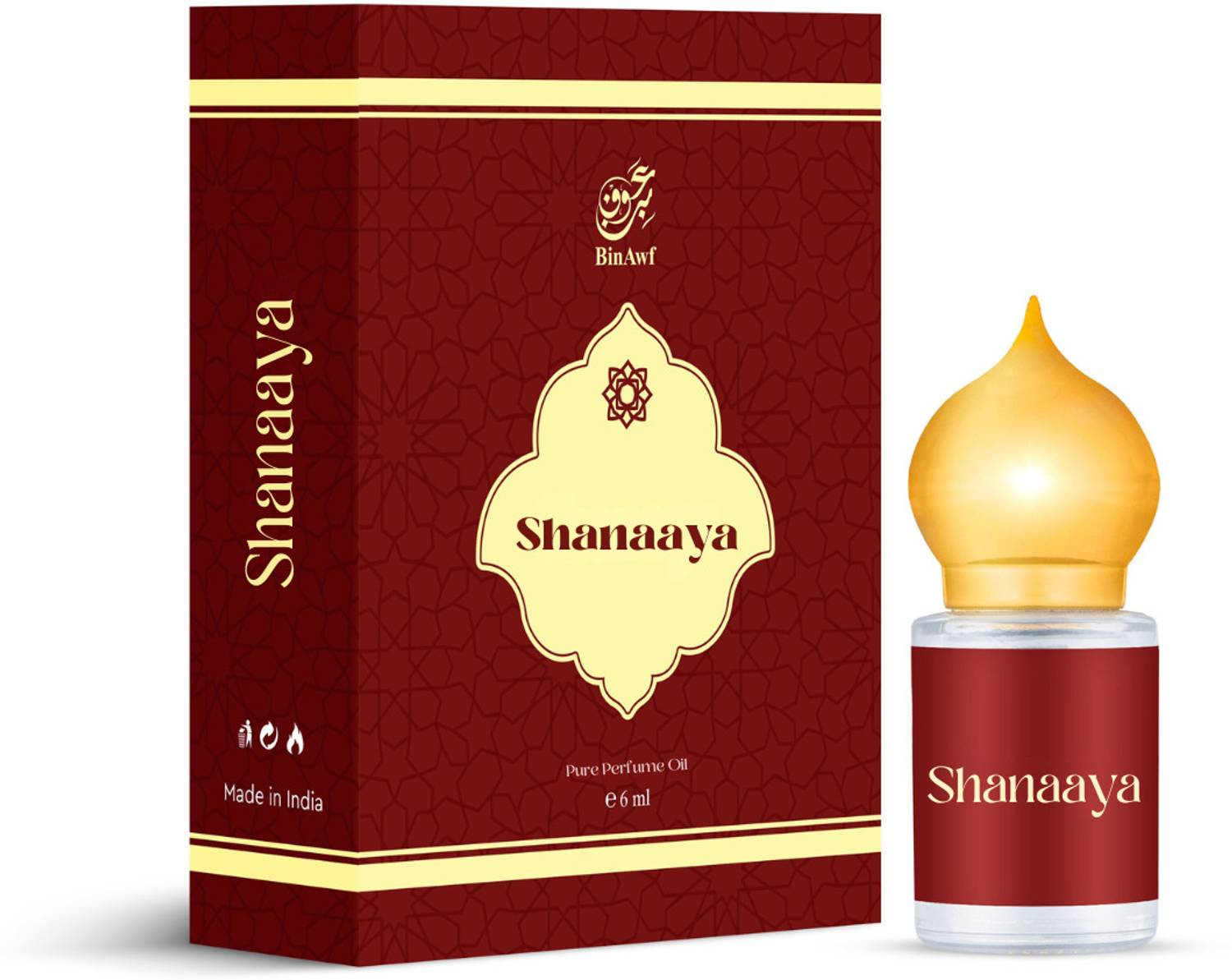 Binawf Shanaaya Luxury Attar 6ml | 100% Alcohol Free | Long Lasting Unisex Attar Floral Attar