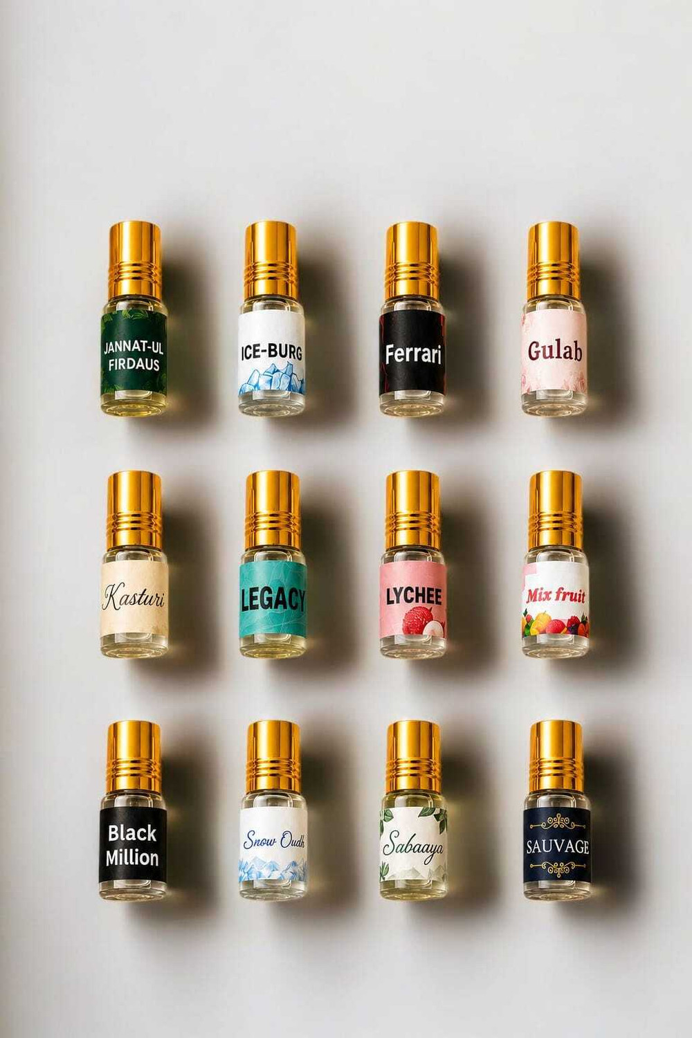 Image of THE PEARLS STUDIO 12 in 1 Premium Attar Combo Pack Long Lasting Alcohol Free Perfume Floral Attar