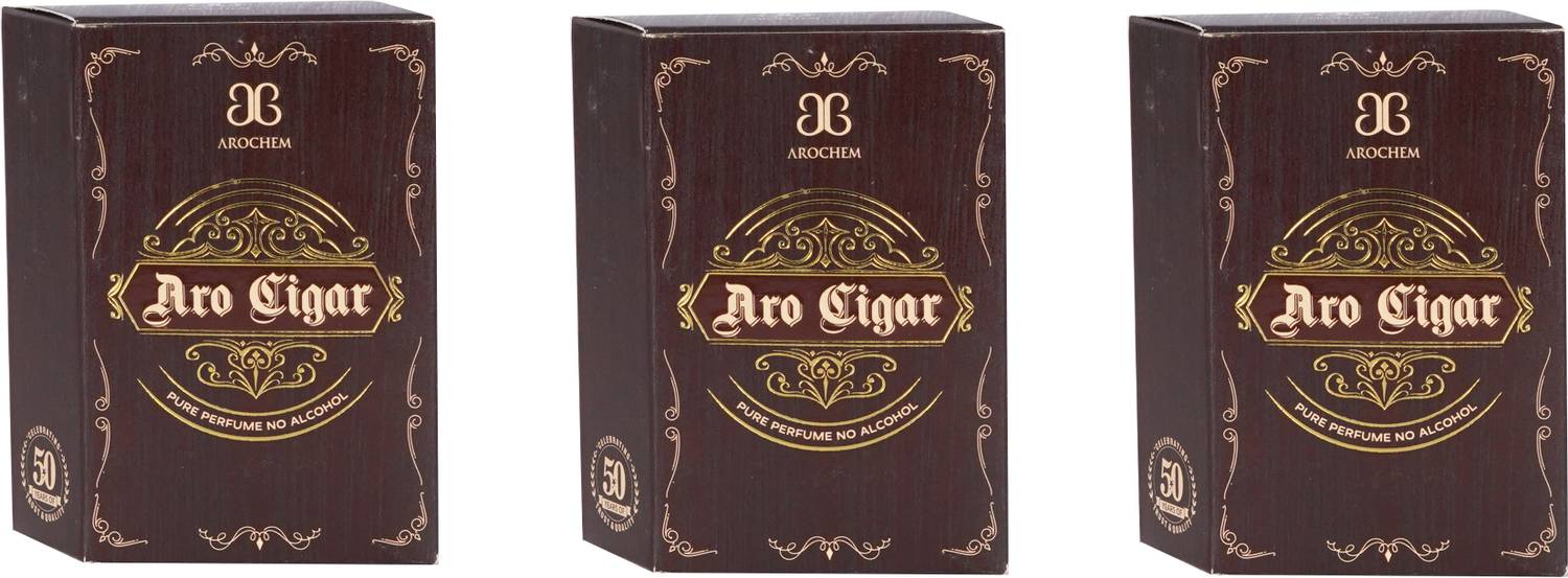 AROCHEM ARO CIGAR Attar Long Lasting Fragrance No Alcohol Pure Perfume 6ML (Pack of 3) Herbal Attar