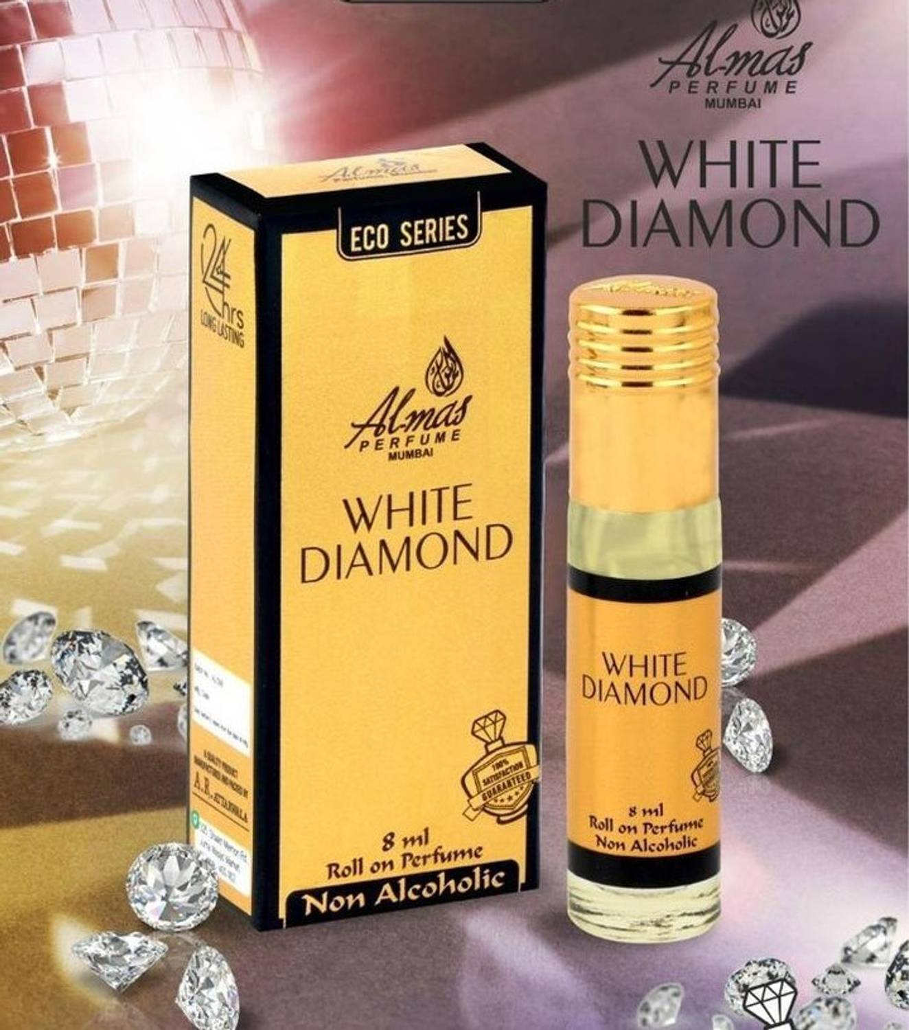 Almas BRAND 100% ORIGINAL ( WHITE DIAMOND ) GREAT FRAGRANCE LONG-LASTING (UNISEX) 8Ml Floral Attar