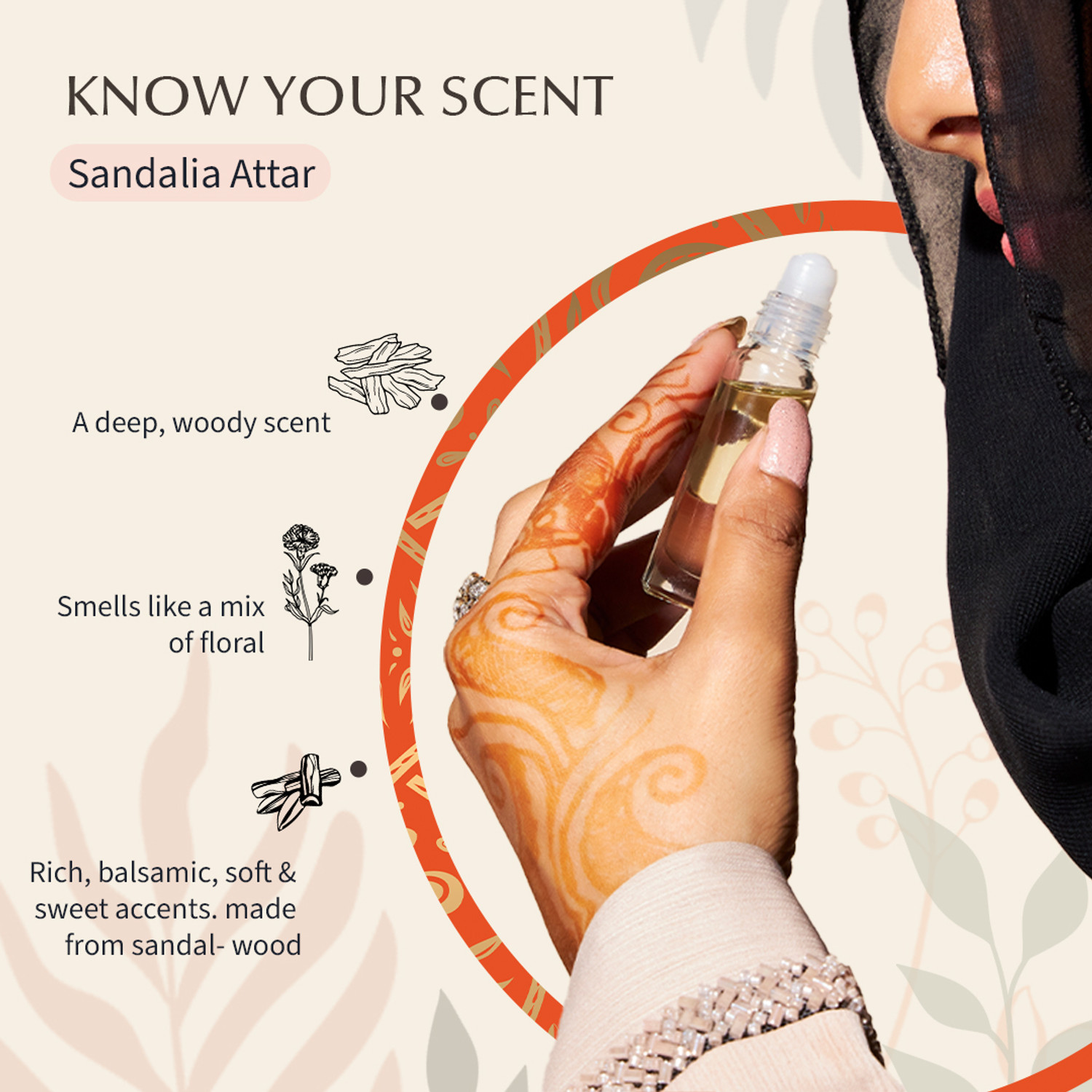Image of Dukhni Sandalia Attar Oil - 6ml | real chandan perfume oil for men and women Floral Attar