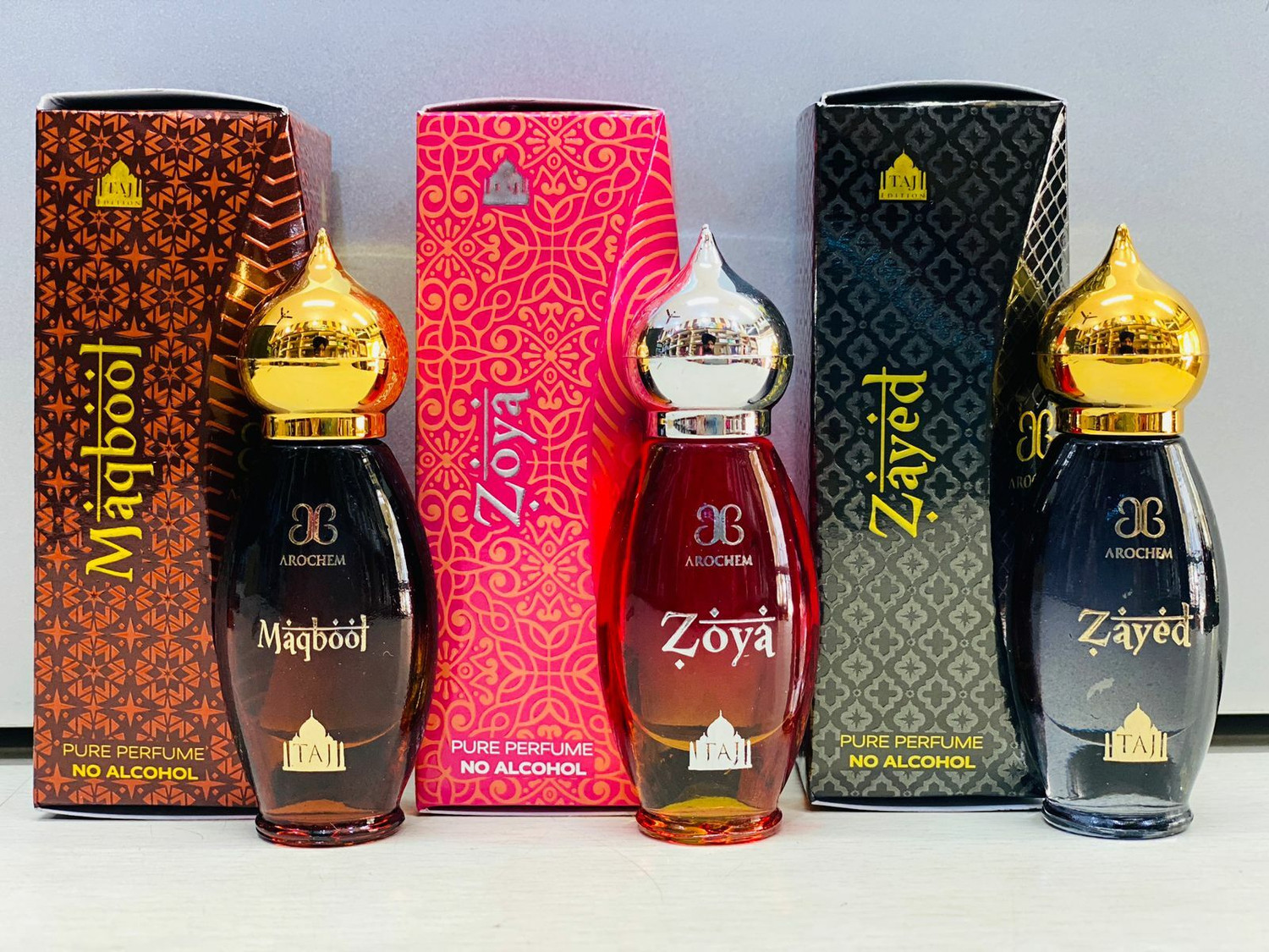 Image of AROCHEM Attars - Maqbool, Zoya, and Zayad - for an Alluring Fragrance Experience inch Herbal Attar