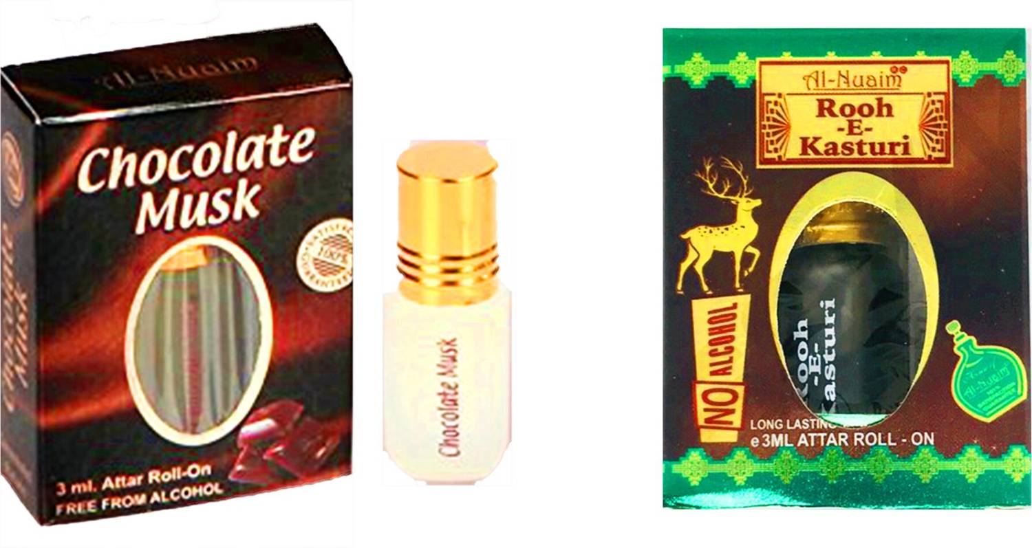 Al-Nuaim Chocolate Musk 3ml 2 Pack Attar Roll-On |Women, Men| Alcohol Free Floral Attar