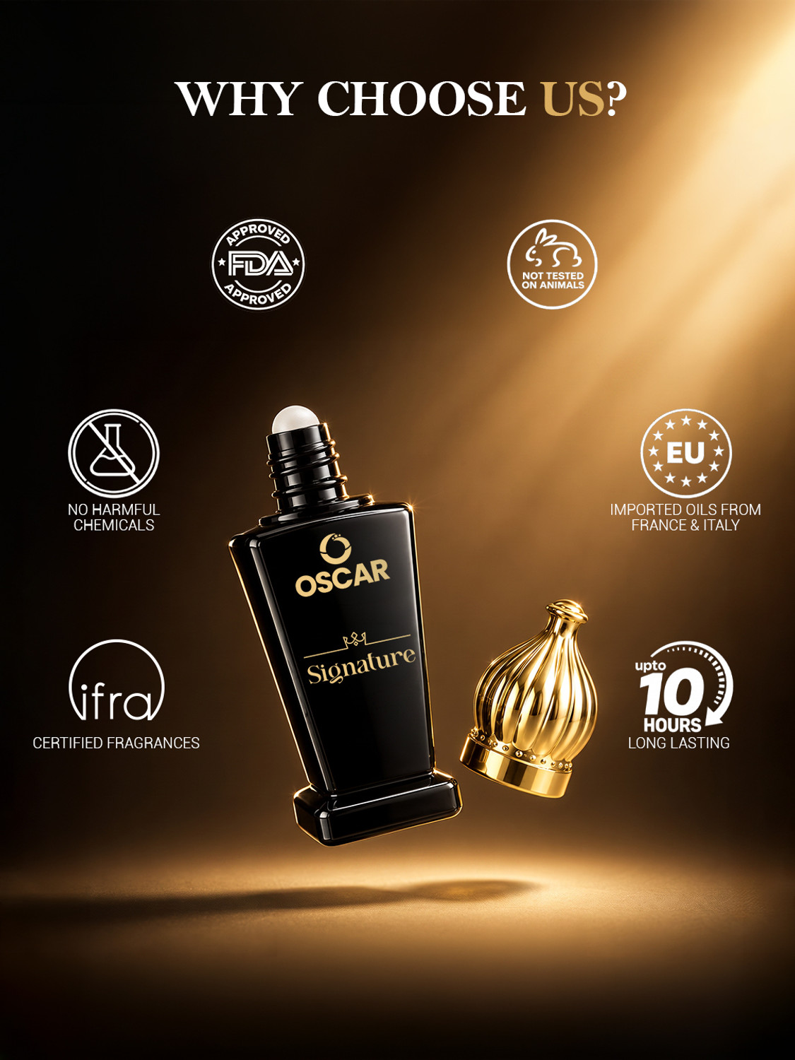 Image of Oscar Signature Attar For Men | Strong Fragrance | Non-Alcoholic Roll-On Floral Attar