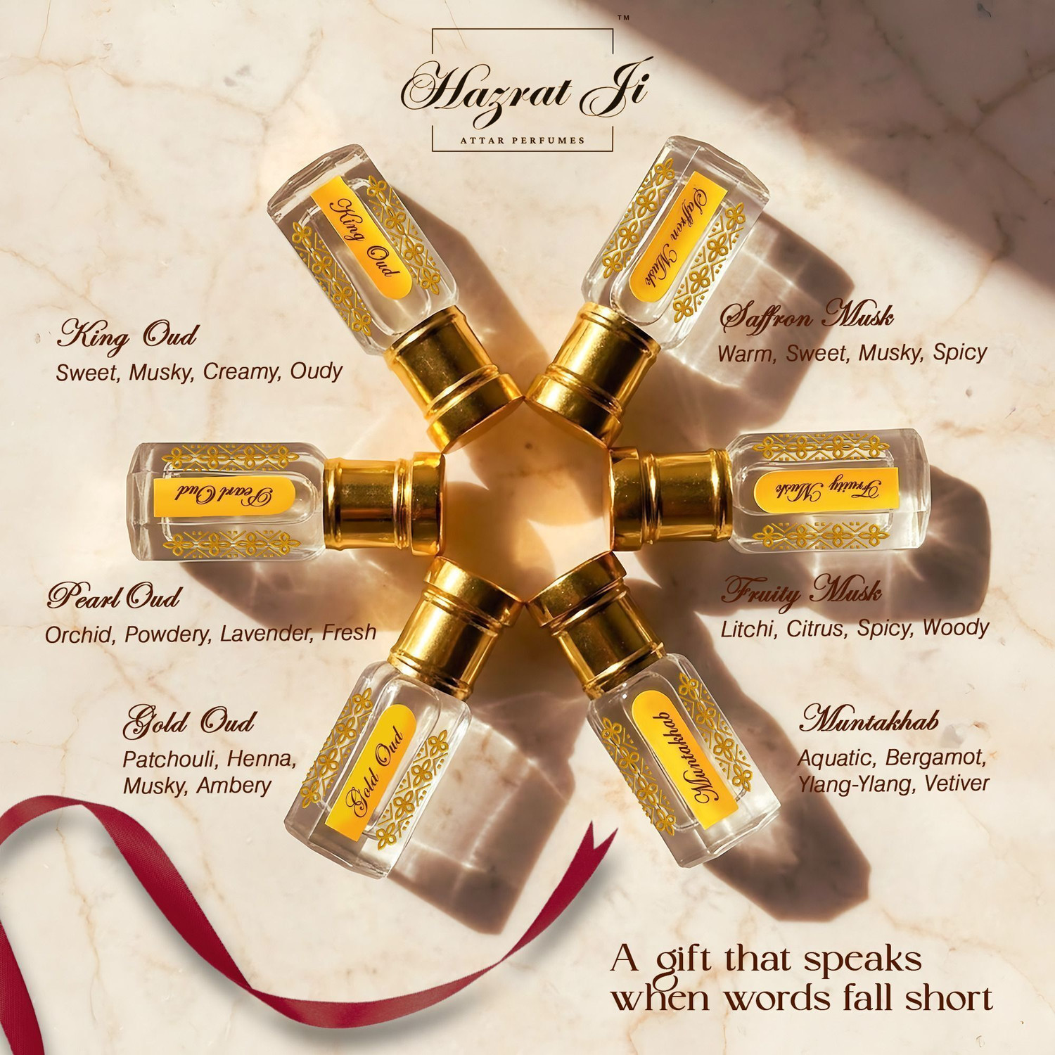 Image of Hazrat Ji HazratJi Attar Perfume for Men Women Combo Gift Set | Long Lasting Perfume Oil | Floral Attar