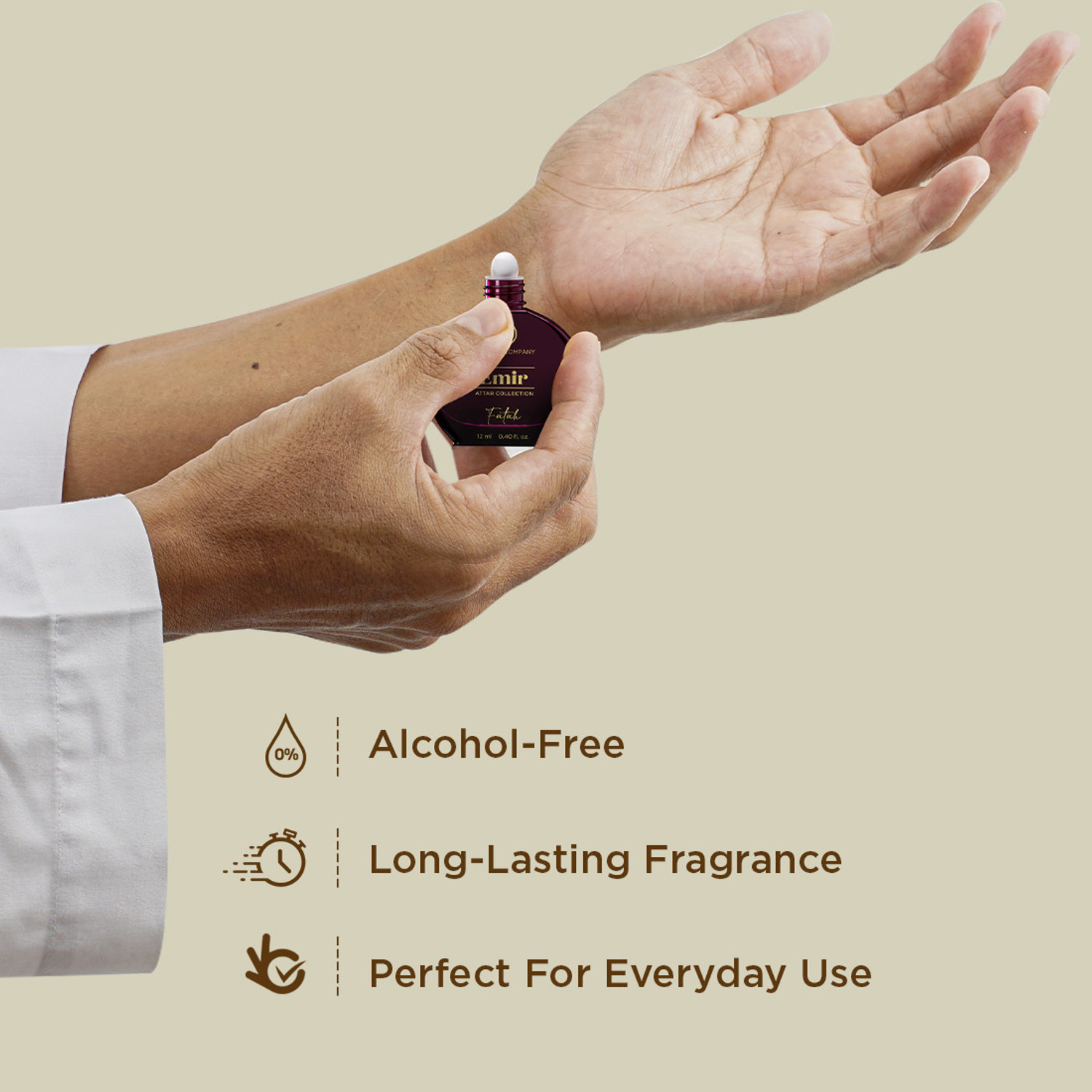 Image of THE MAN COMPANY Alcohol-Free Attar Perfume for Men - Fatah Emir Collection | Long-Lasting Floral Attar