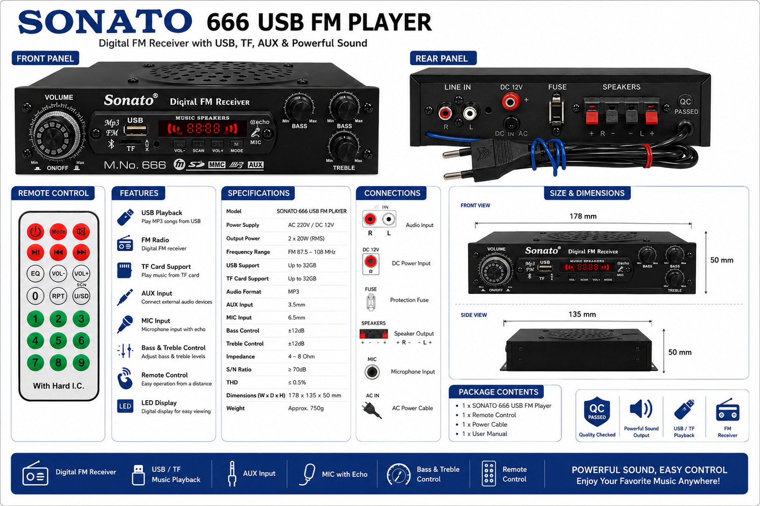 Image of Sonato 666 USB Fm Player 32 GB MP3 Player