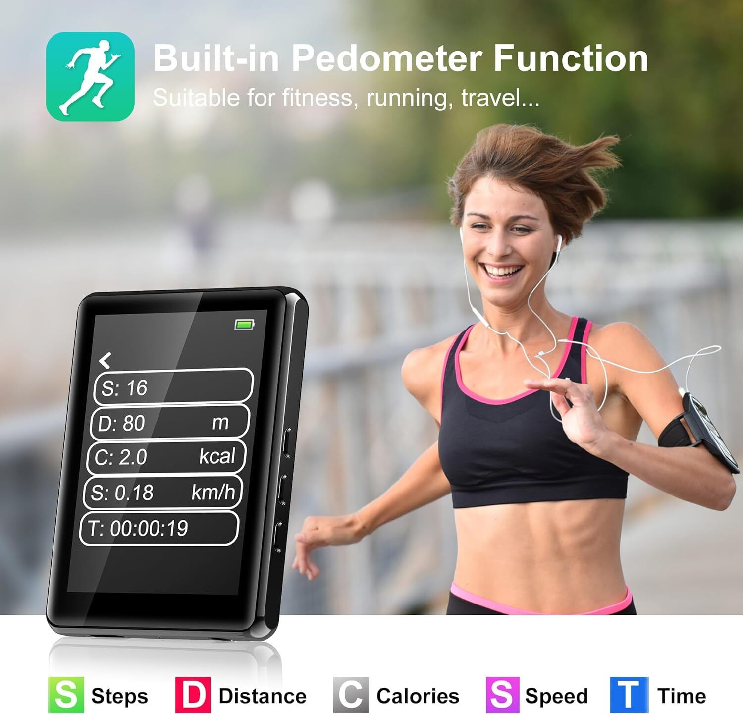 Image of DRUMSTONE MP3 Player with Bluetooth - Full Touch Screen, HD Speaker, FM Radio & More 4 GB MP4 Player
