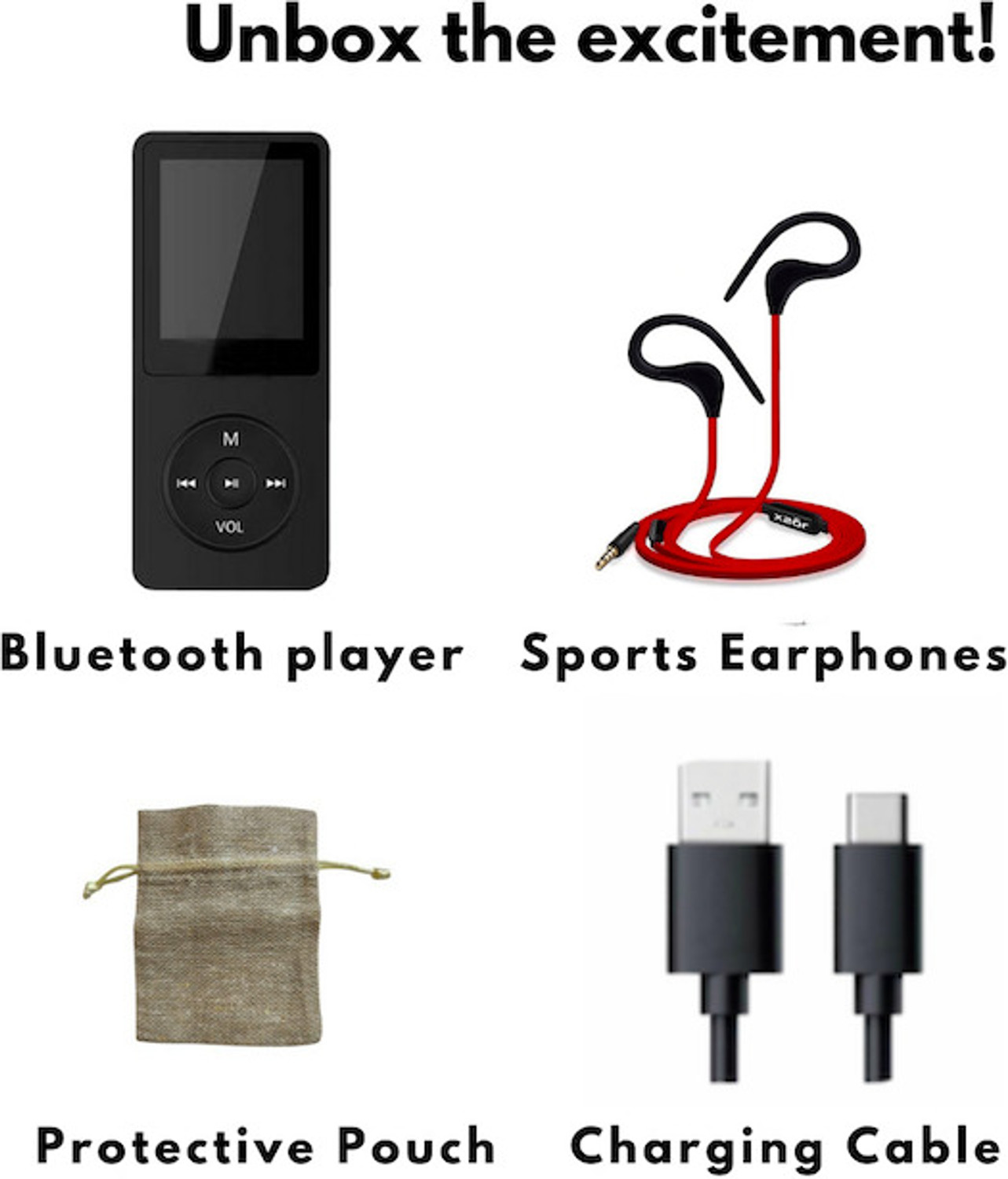 Image of XZOR Compact Bluetooth MP3 Player with Speaker,Recorder, Shuffle, EQ & 128GB Support MP3 Player
