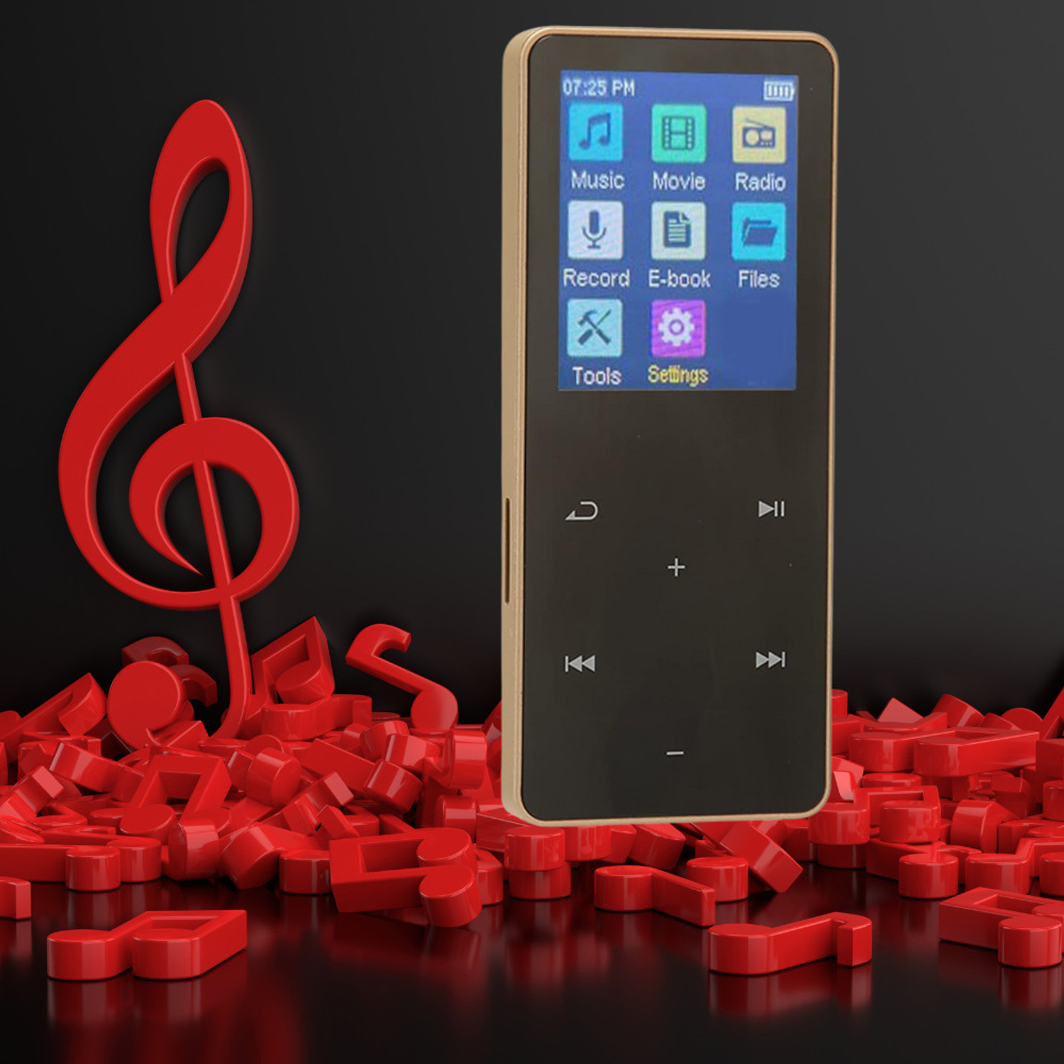 Image of DRUMSTONE Gold MP3 MP4 Player - 16GB, Noise Reduction, Portable & Travel-Friendly 16 GB MP4 Player