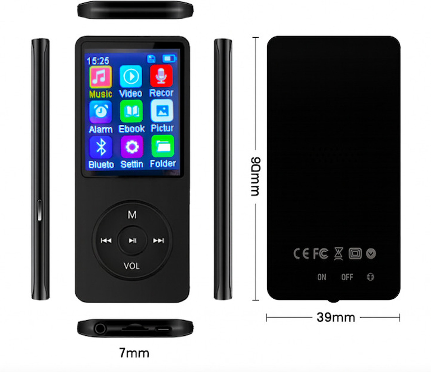 Image of XZOR Compact Bluetooth MP3 Player with Speaker,Recorder, Shuffle, EQ & 128GB Support MP3 Player