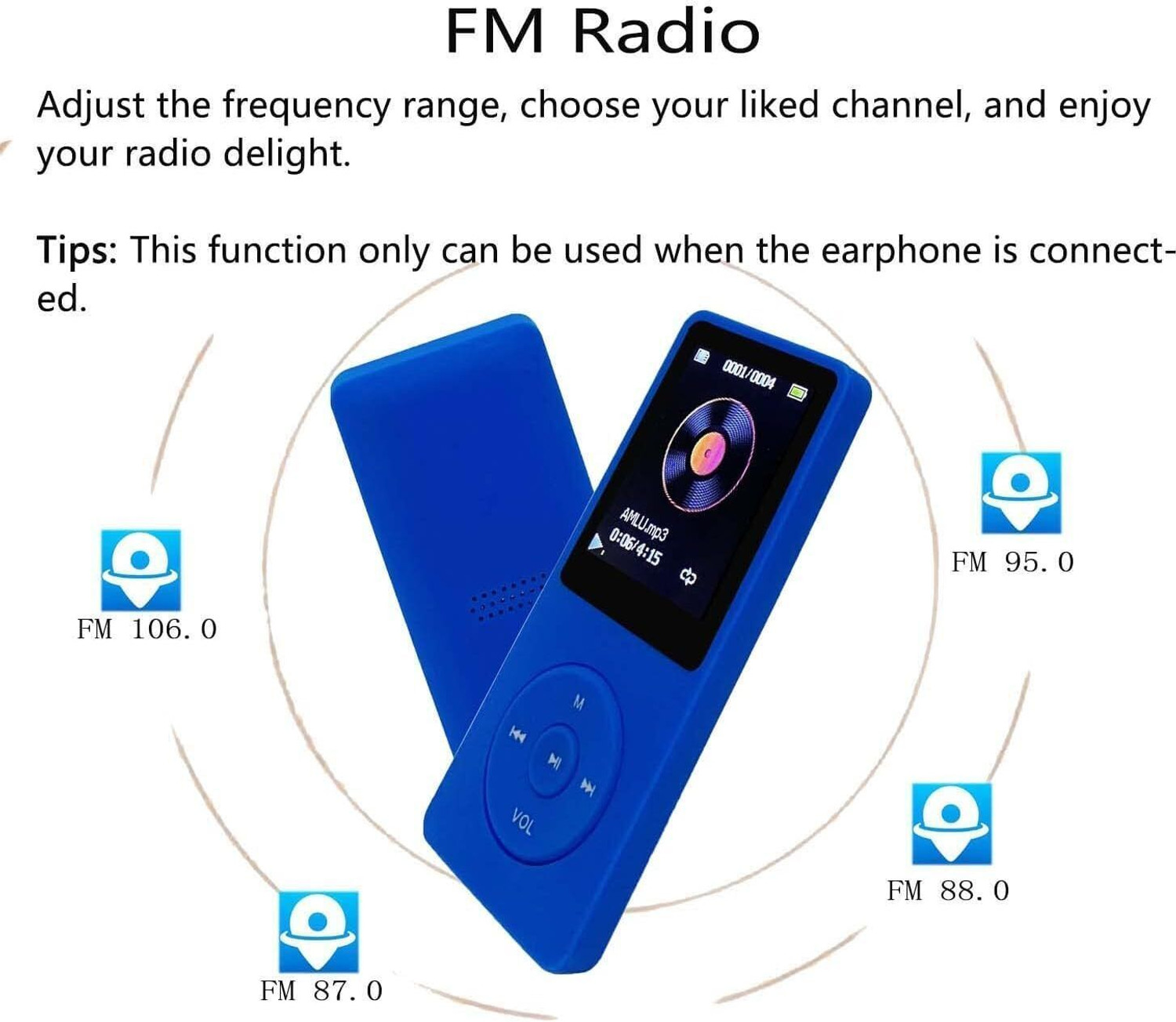 Image of CASON 16GB Mini MP3 Music Player with Bluetooth ,Video Playback,Pocket-Sized MP3 16 GB MP3 Player