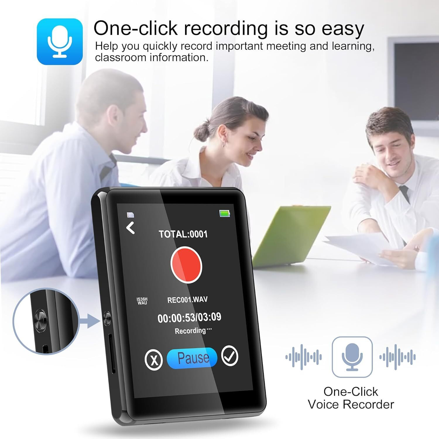 Image of DRUMSTONE MP3 Player with Bluetooth - Full Touch Screen, HD Speaker, FM Radio & More 4 GB MP4 Player