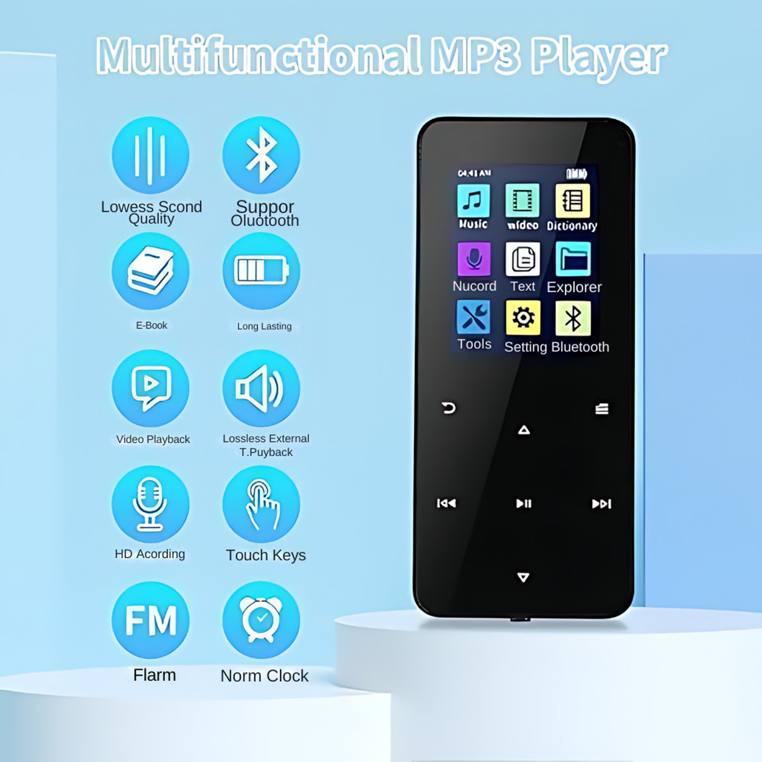 Image of DRUMSTONE Built-in Multifunctional Mini Digital MP4 Music Player - 15 Years Warranty MP4 Player