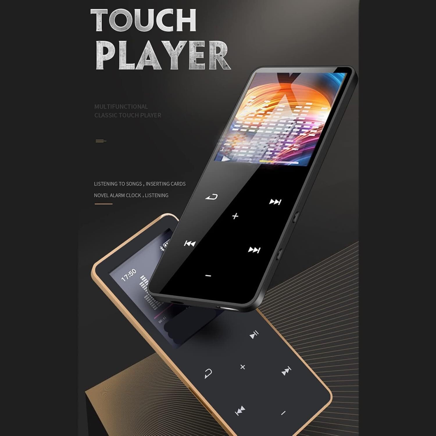 Image of DRUMSTONE Gold MP3 MP4 Player - 16GB, Noise Reduction, Portable & Travel-Friendly 16 GB MP4 Player