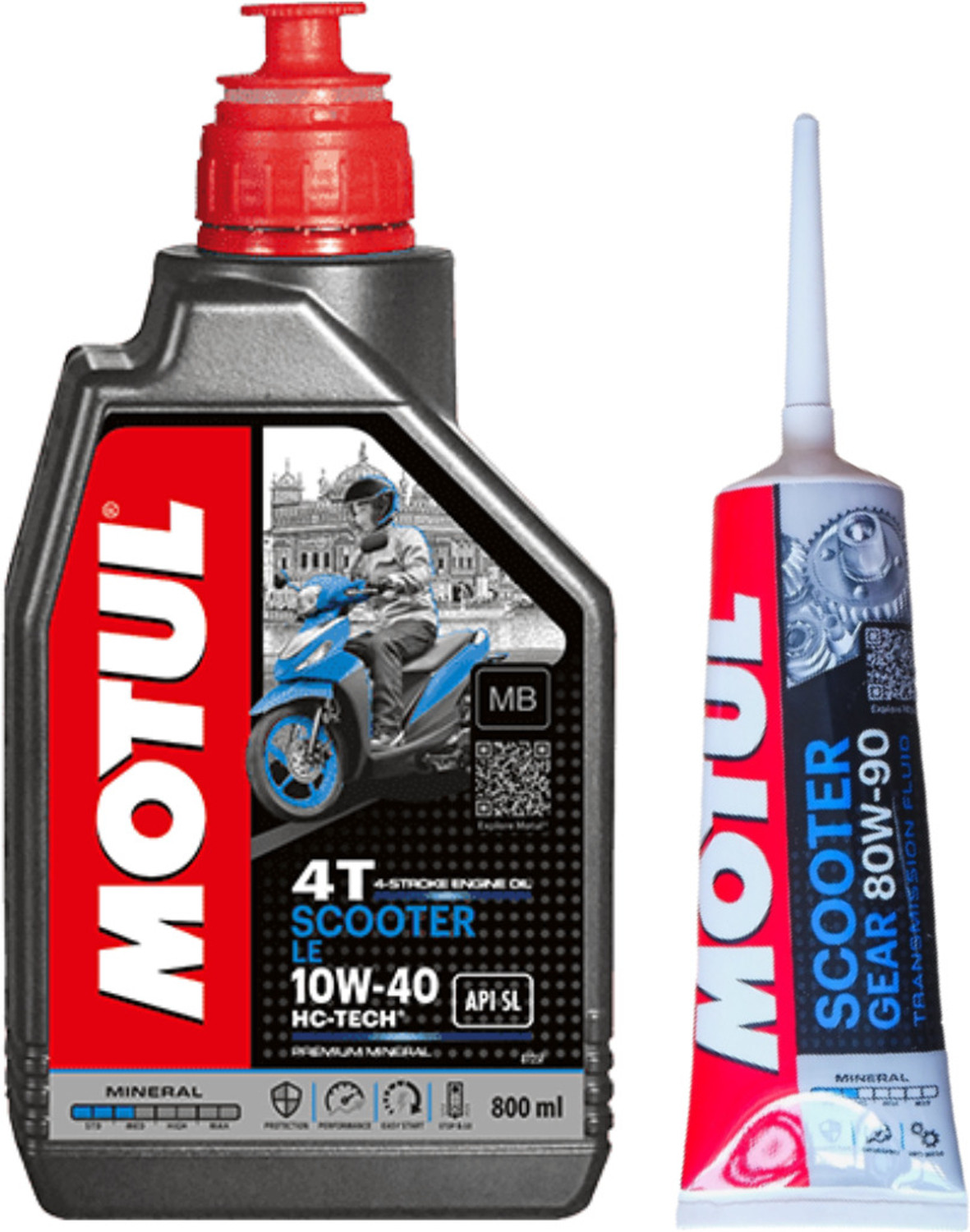 Image of MOTUL SCOOTER LE 10w40 - 800ML & Scooter Gear - 80w90 (120ml) COMBO Full-Synthetic Engine Oil