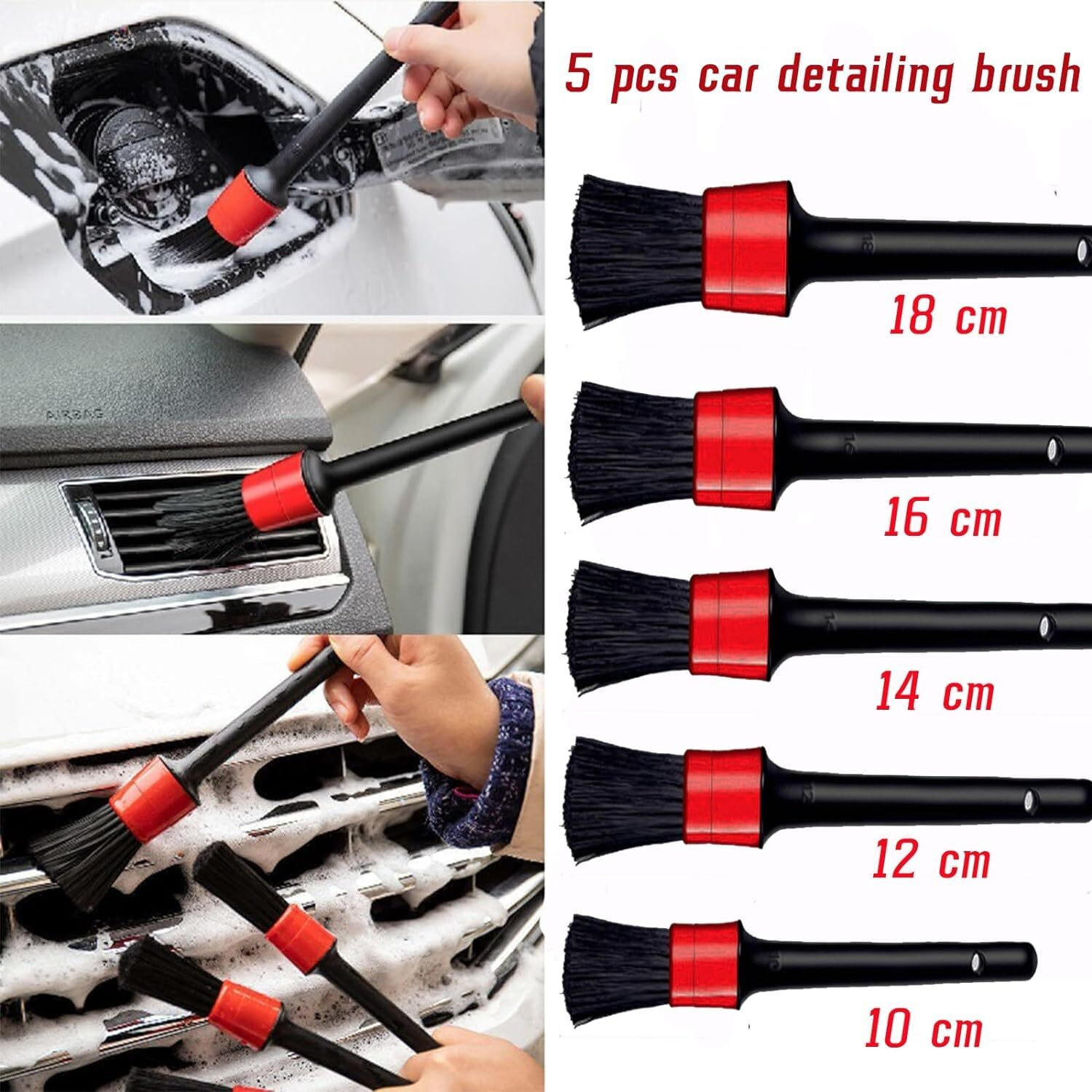 Image of Decozare 8 Pcs Car Interior Cleaning Brush Kit for AC Vent, Dashboard & Detailing Car Interior Detailing Brush Kit 8 Pcs | AC Vent, Dashboard & Cleaning Brushes Vehicle Interior Cleaner