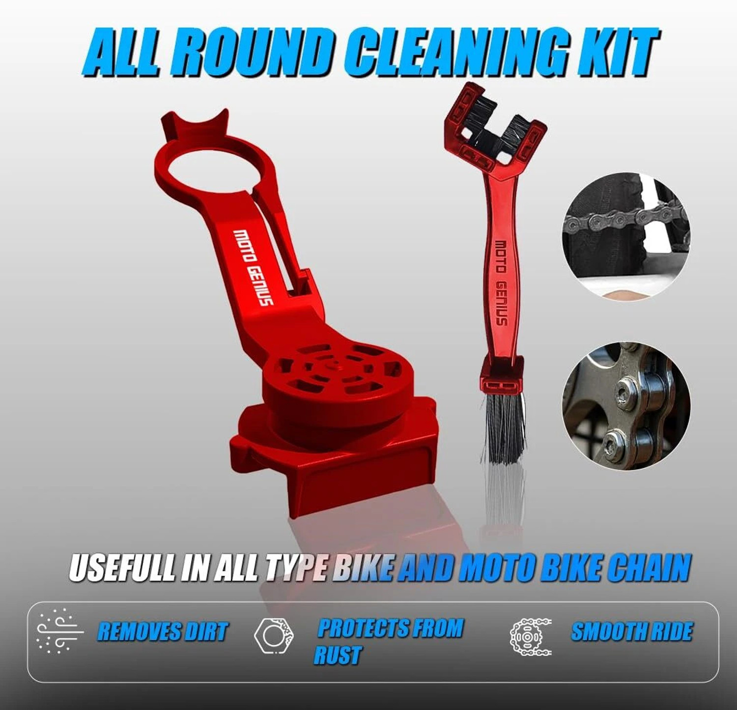 Image of Moto Genius Chain Lube Applicator, Chain Cleaning Brush Combo