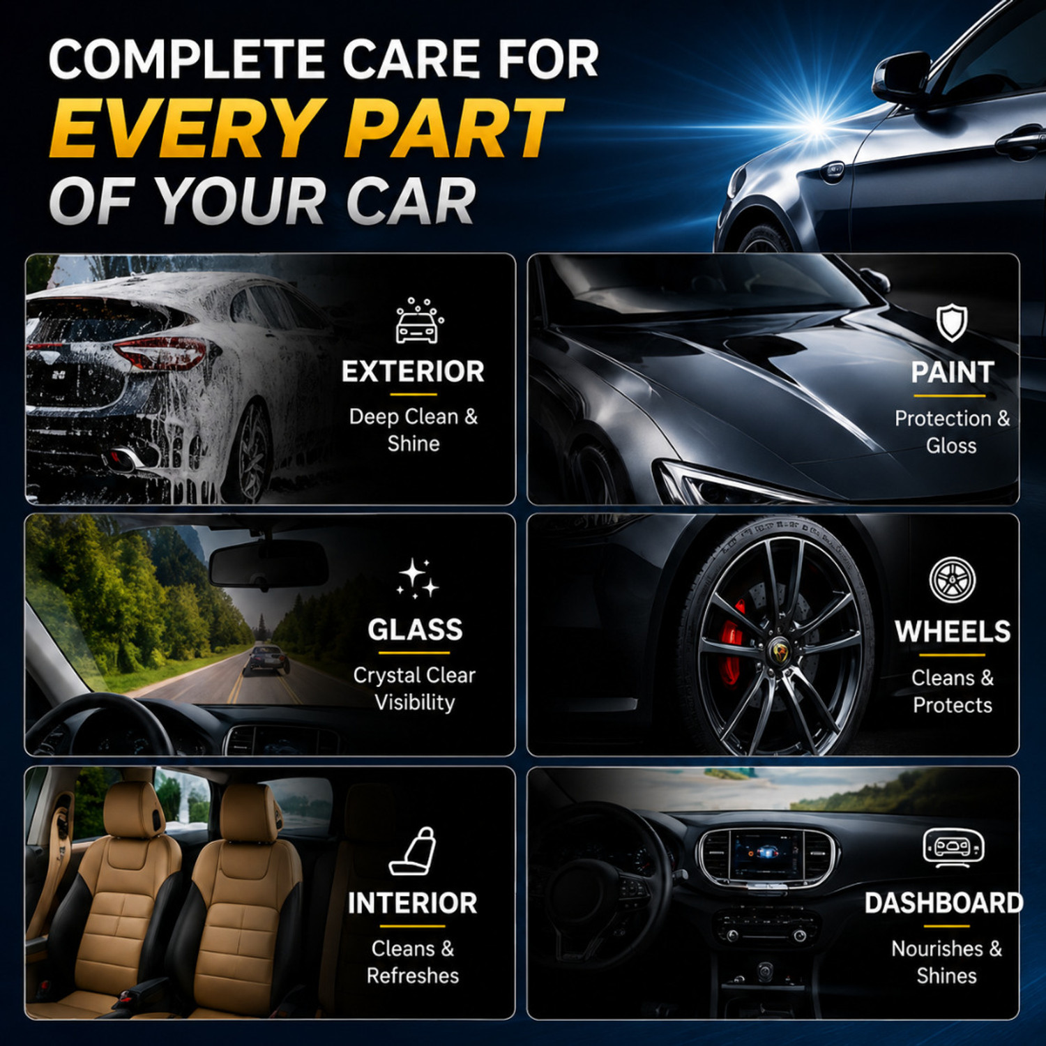 Image of Carsaaz Car & Bike Care Kit, Polish & Shampoo, Microfiber cloth 320 GSM, 4 Applicator Pads Combo