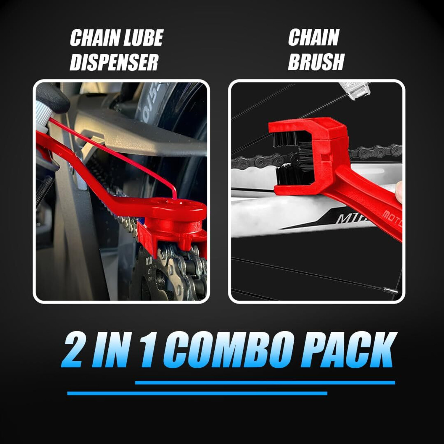 Image of Moto Genius Chain Lube Applicator, Chain Cleaning Brush Combo