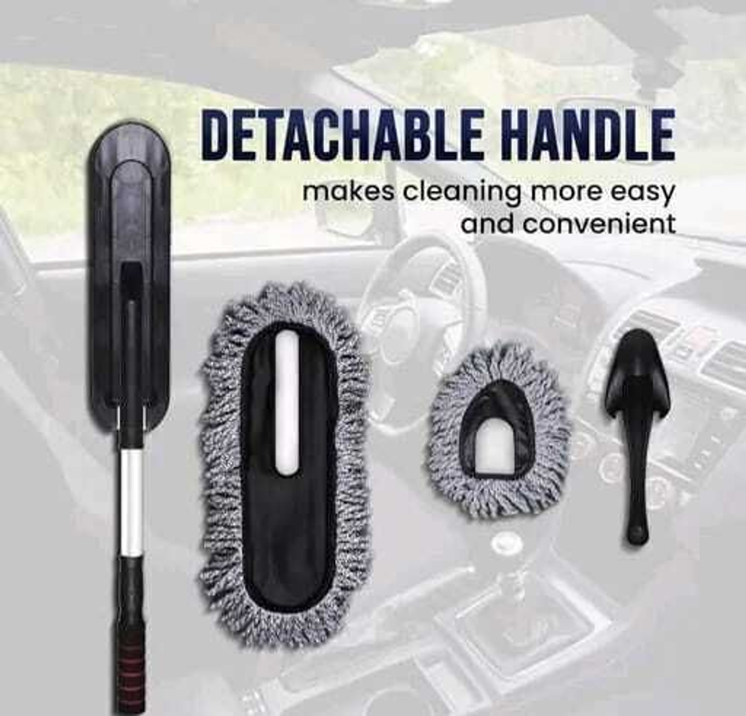 Image of khushmogalhub Extendable Car Cleaning Duster Brush with Handle Combo