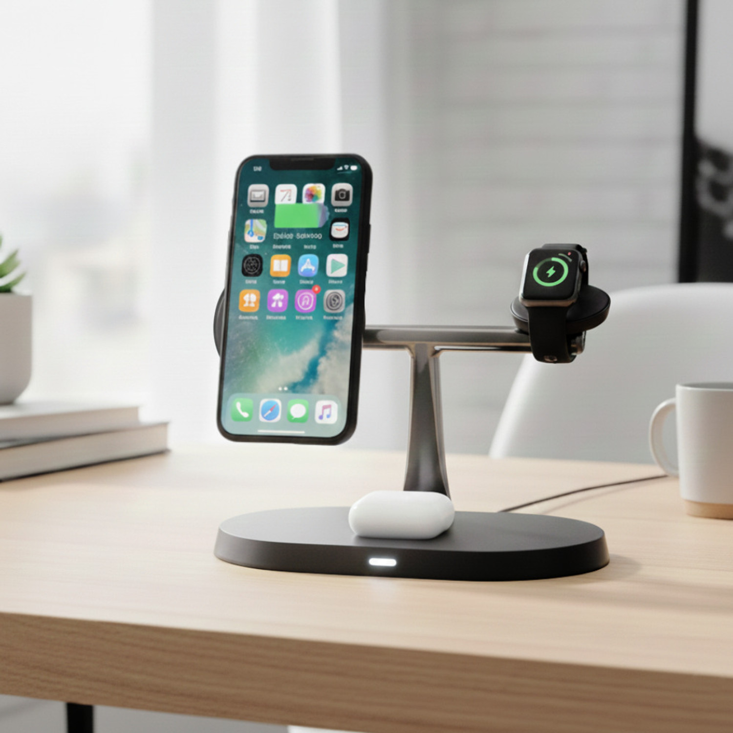 Image of GVC 3-in-1 Wireless Charger, 15W Fast Charging Dock, Magnetic Charger Black Combo