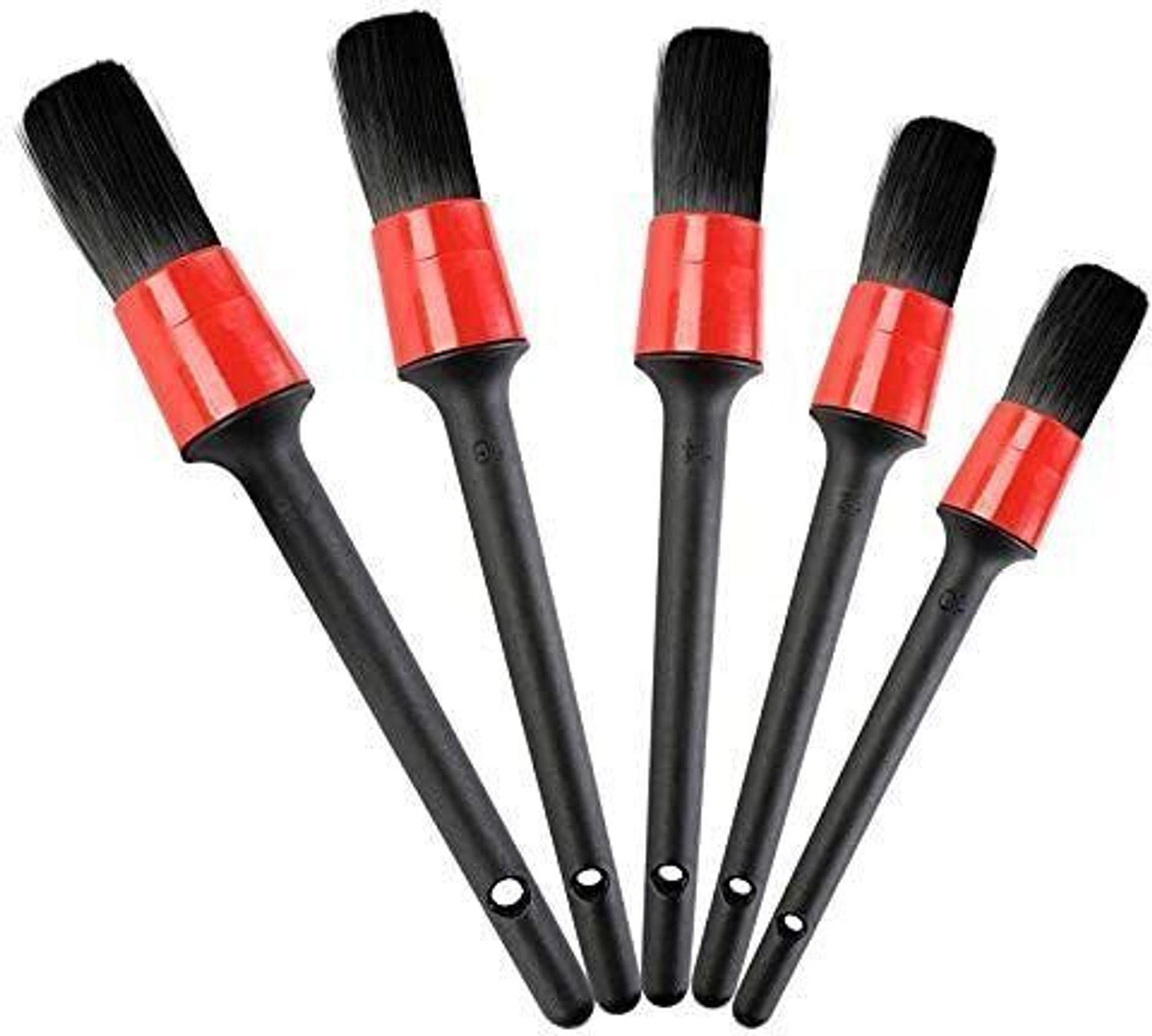 Image of GLOW FIRST Auto Detailing Brush Set 5 Different Sizes Fiber Car Cleaning Tools Kit Combo