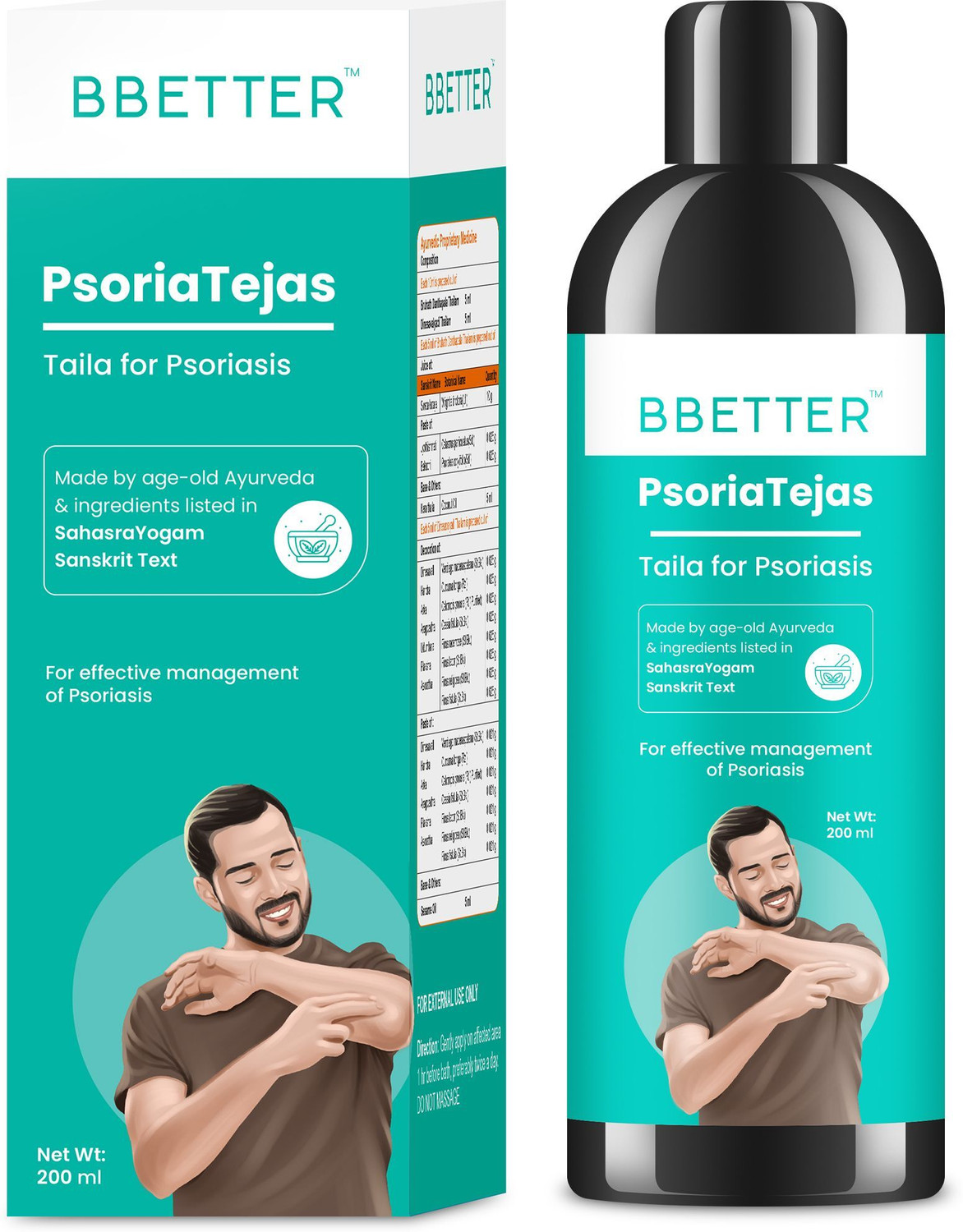 Image of BBETTER Psoria Tejas - Oil for Skin Health Management | Made by age old Ayurveda