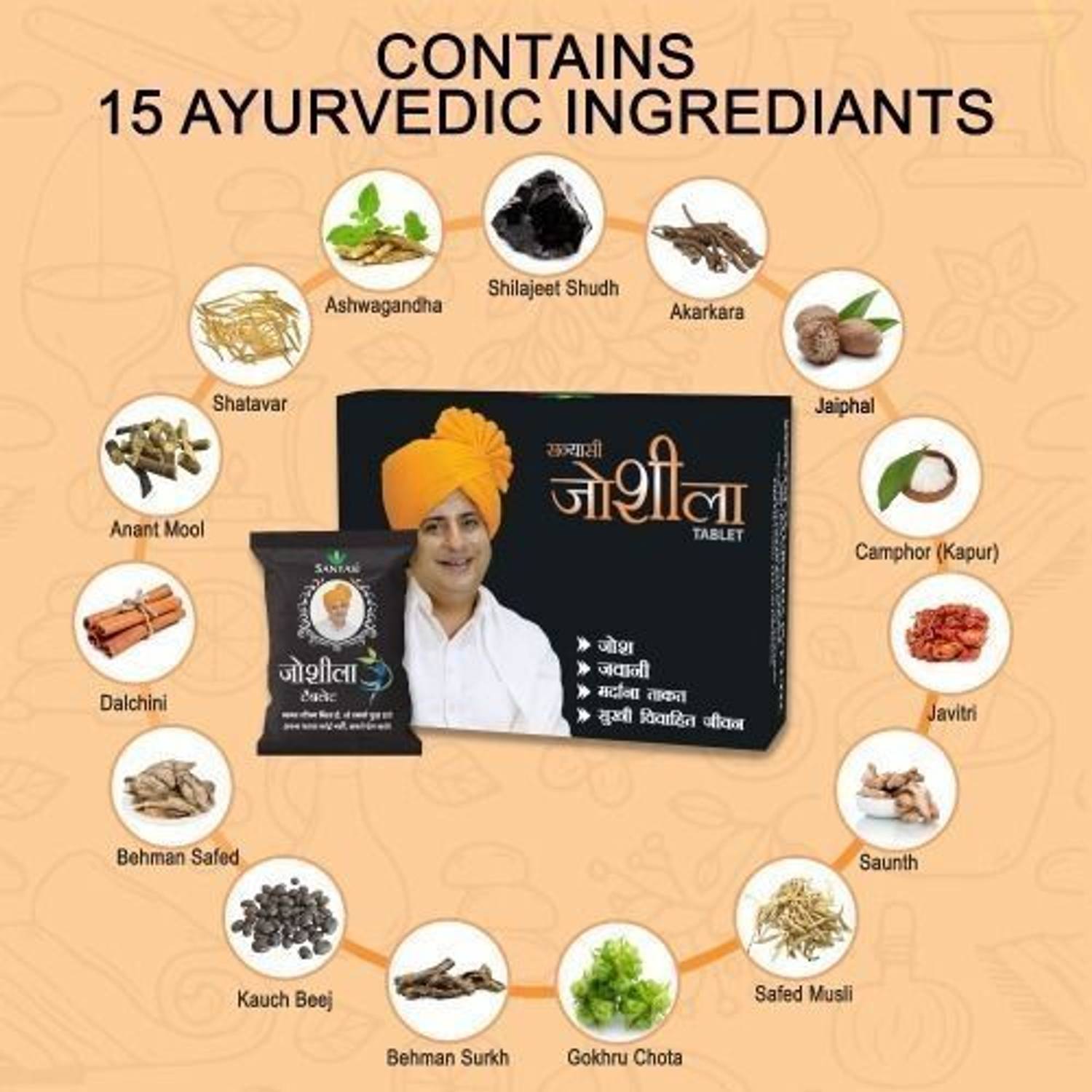 Complément Alimentaire Sanyasi Joshila - 120 Comprimés Pour La Santé Masculine, à Base De Plantes