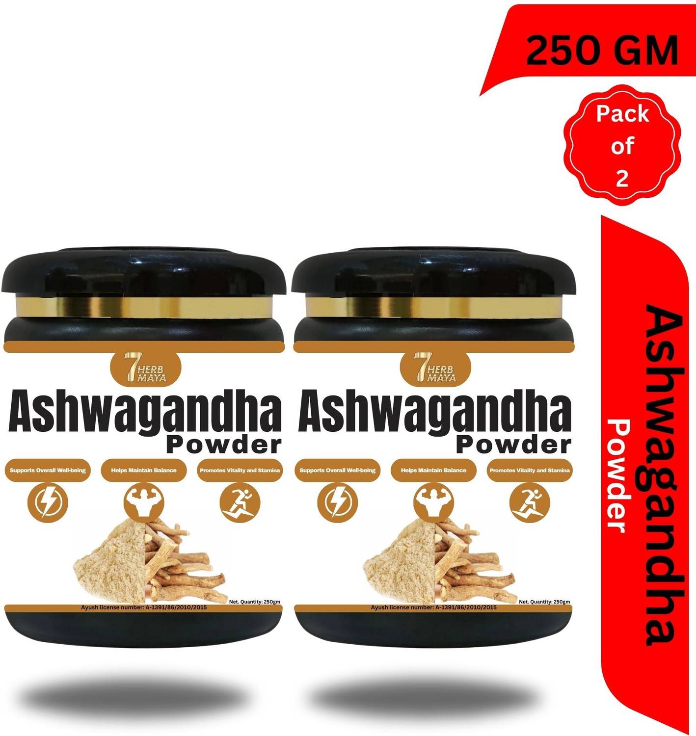 7Herbmaya Natural Ashwagandha Powder / Curan (Withania Somnifera) Each 250g