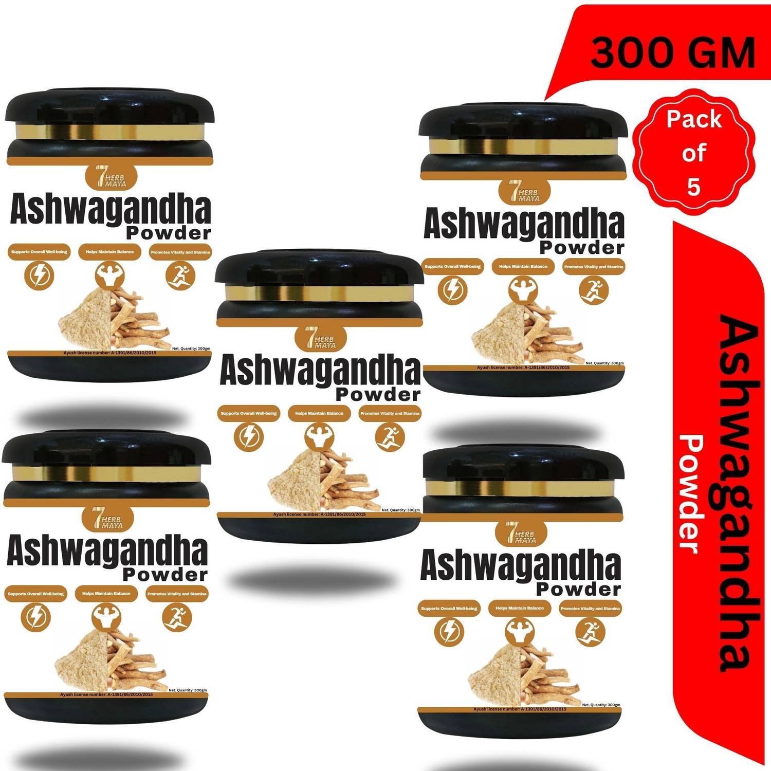 7Herbmaya Natural Ashwagandha Powder / Curan (Withania Somnifera) Each 300g