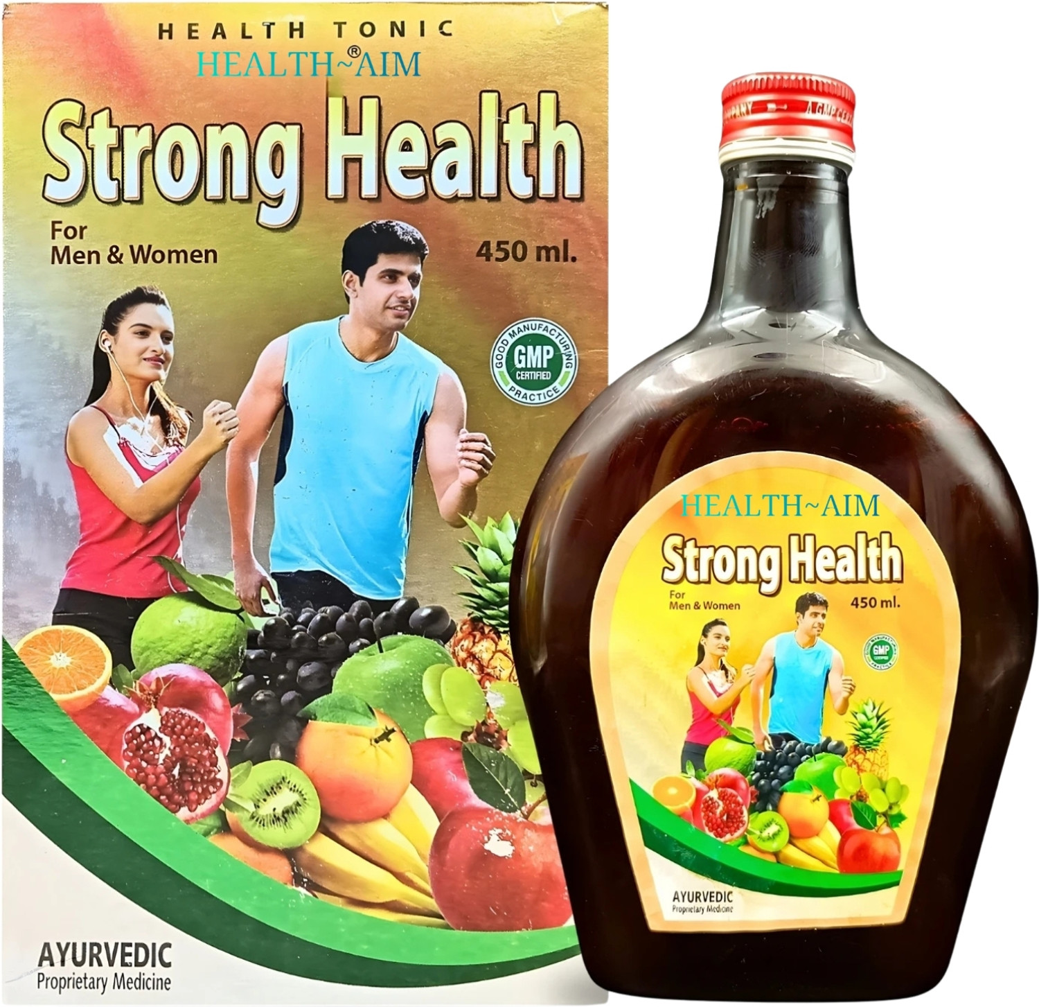 Image of HEALTH AIM Ayurvedic STRONG HEALTH SYRUP | For Weight Gain | General Weakness | Anemia