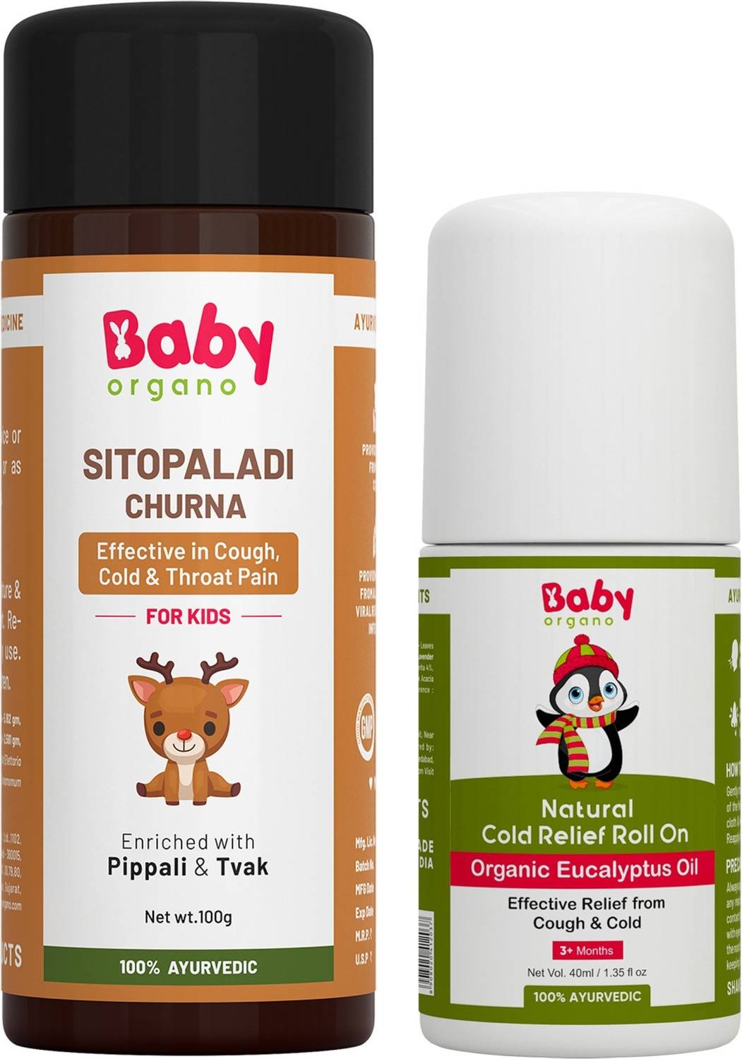 babyorgano Ayurvedic Natural Sitopaladi Churna & Cold Relief Roll