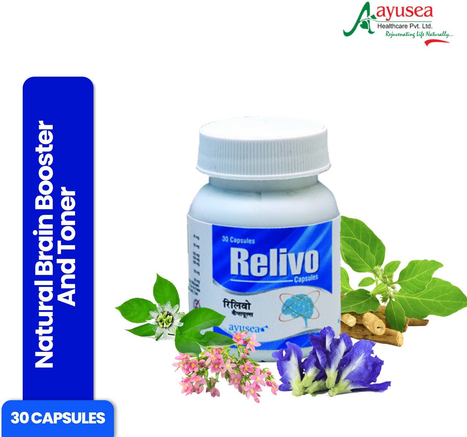 AYUSEA RELIVO: brain booster formula ,boost mental clarity and relives stress