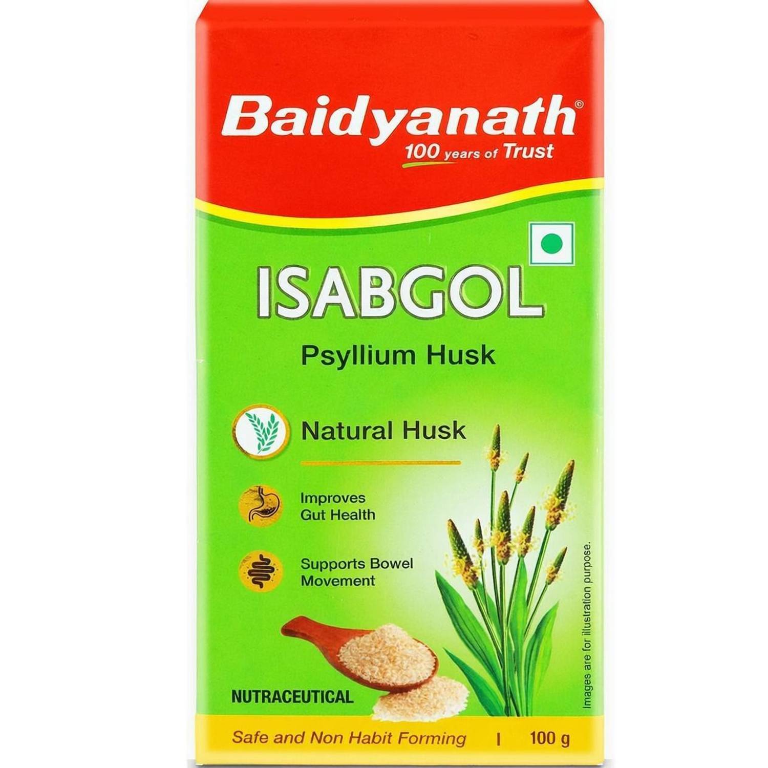 Baidyanath Isabgol Psyllium Husk -100gm | Healthy Digestive Tract, Relief from Constipation