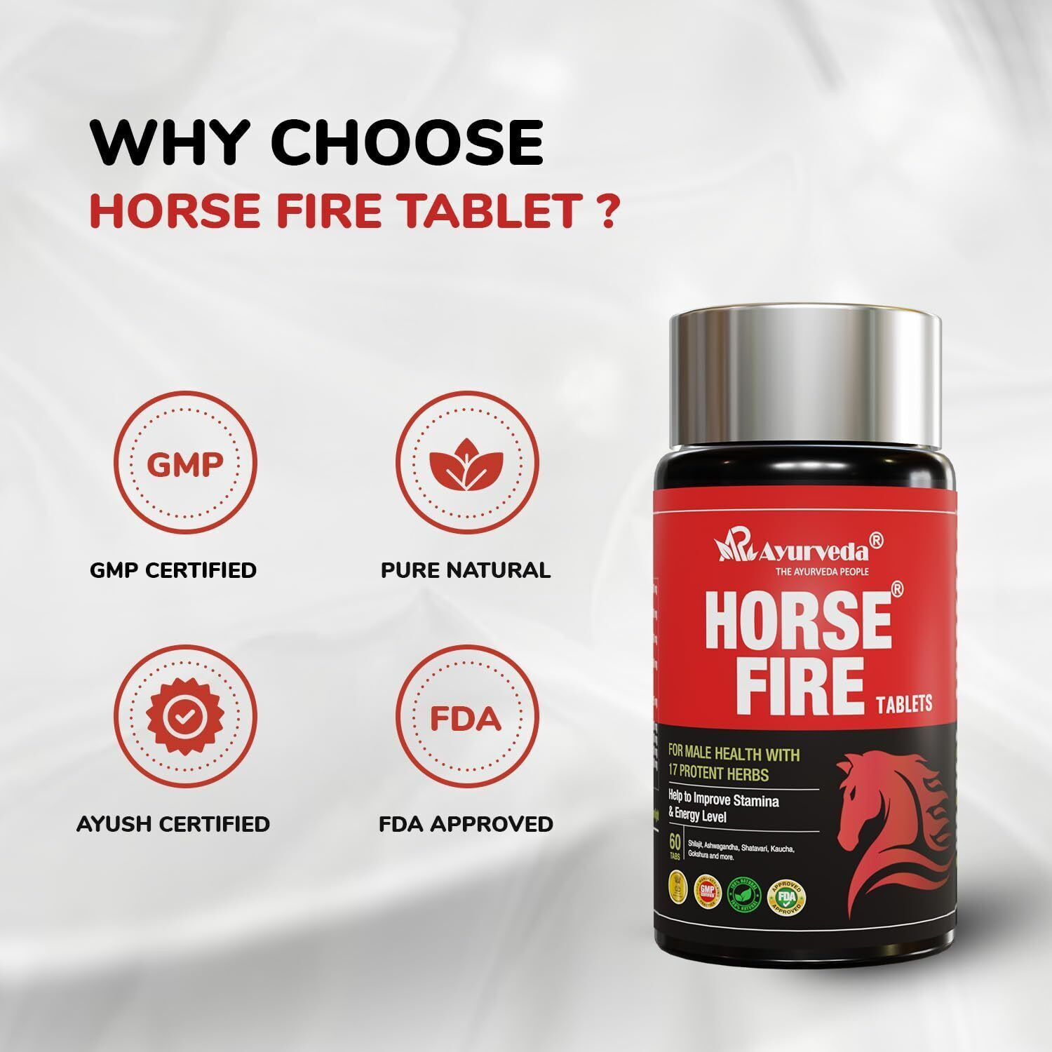 Image of A R Ayurveda Horse Fire Tablets - Ayurvedic Stamina Booster For Men