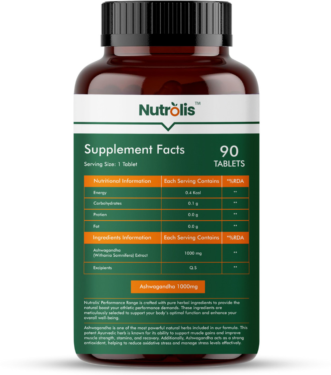 Image of Nutrolis Ashwagandha 1000mg | Boosts Immunity & Energy | Stress Relief
