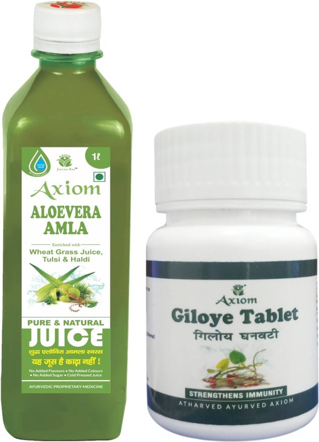 AXIOM Aloevera Amla Juice 1000ml With Giloye Tablets