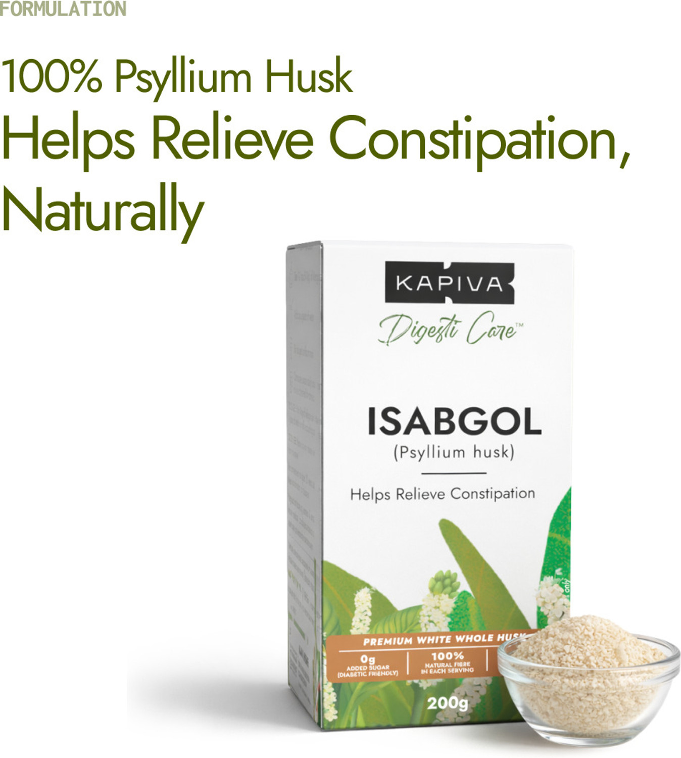 Image of Kapiva Isabgol (Psyllium Husk) | Relieves Constipation | 70% Soluble Fibre