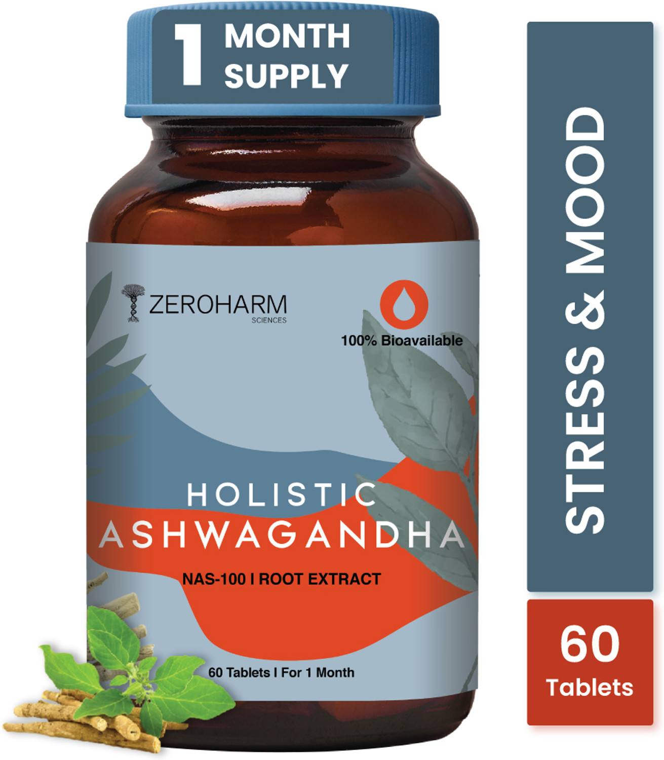 Image of ZEROHARM Holistic Ashwagandha - Nano Formulated for Energy, Stress Relief & Mood Support
