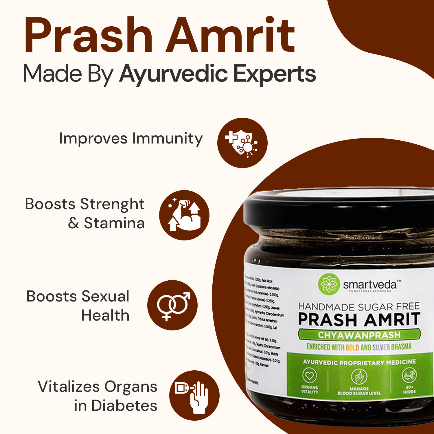 Image of Smartveda Prash Amrit-Sugar Free Chyawanprash 250g* 2, For All Age, Immunity Booster