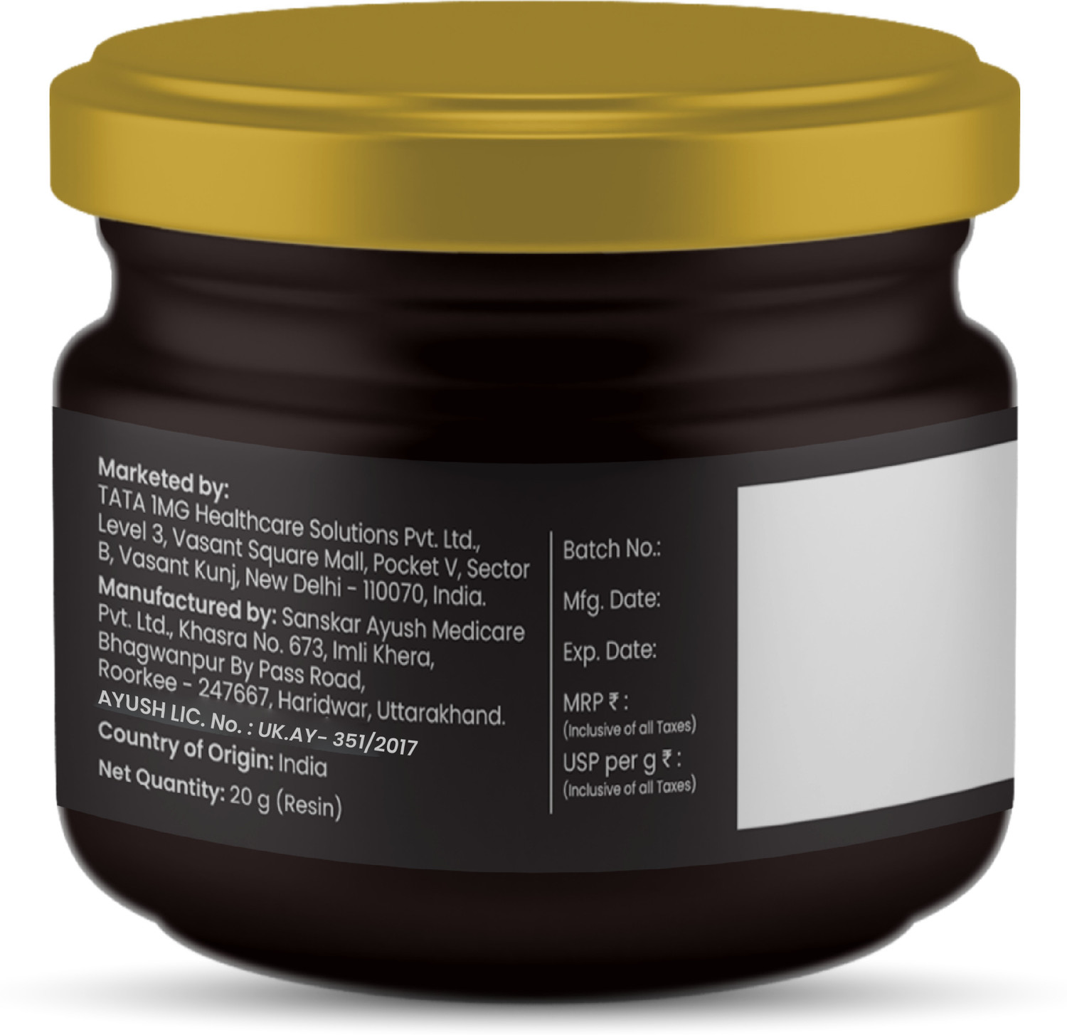 Image of TATA 1mg Tejasya Shilajit Resin,Helps in Boosting Stamina & Energy