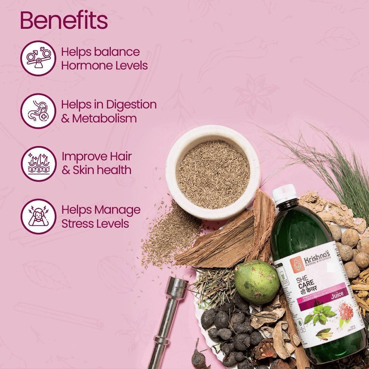 Krishna's She Care Women Wellness Juice, 1000ml 1 L - Image 4