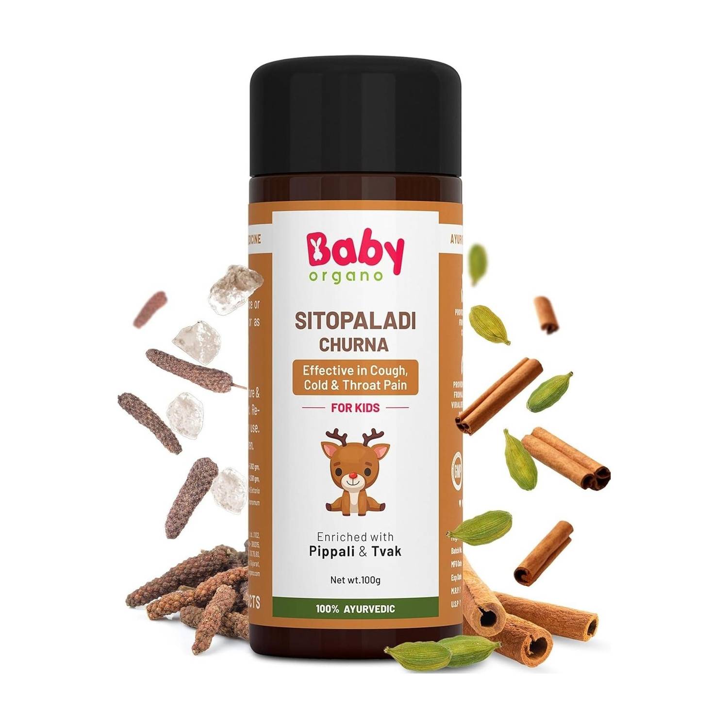 BabyOrgano Sitopaladi Churana Ayurvedic Effective Remedy for Cough Cold, Sore Throat
