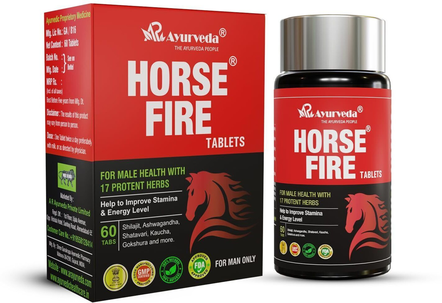 Image of A R Ayurveda Horse Fire Tablets - Ayurvedic Stamina Booster For Men