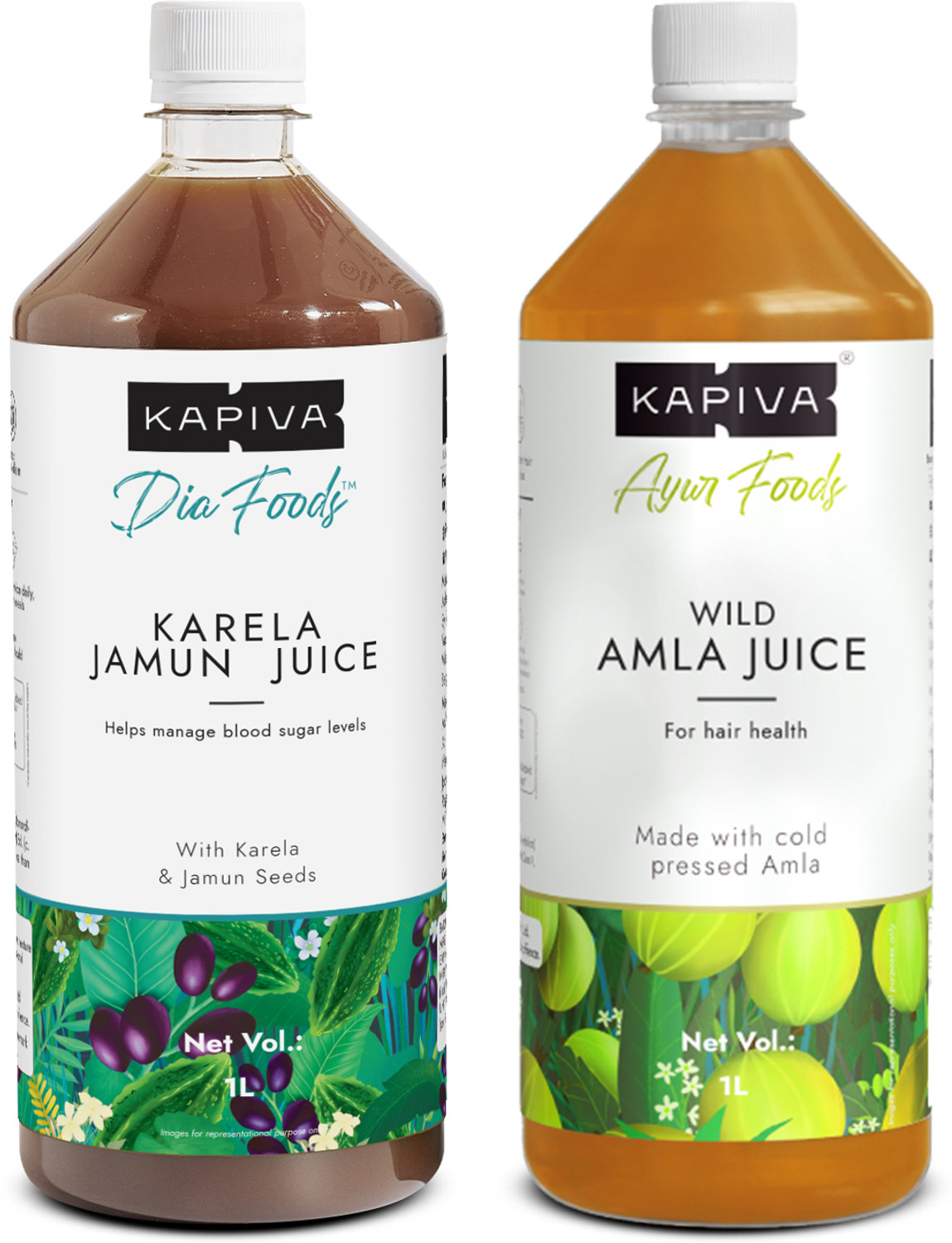 Image of Kapiva Karela Jamun Juice + Amla Juice | Power Combo