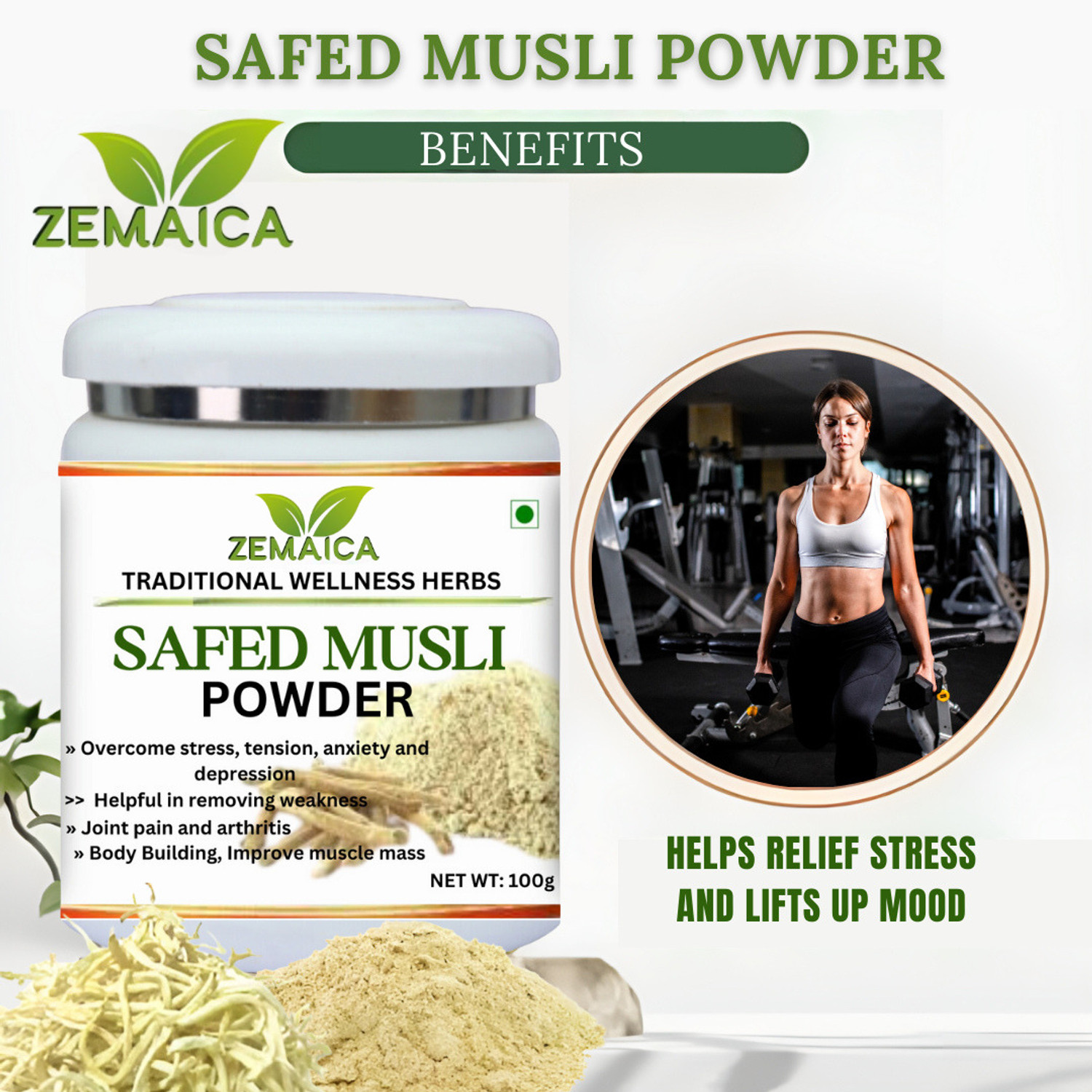 Image of ZEMAICA Safed Musli Organic Safed Musli Powder