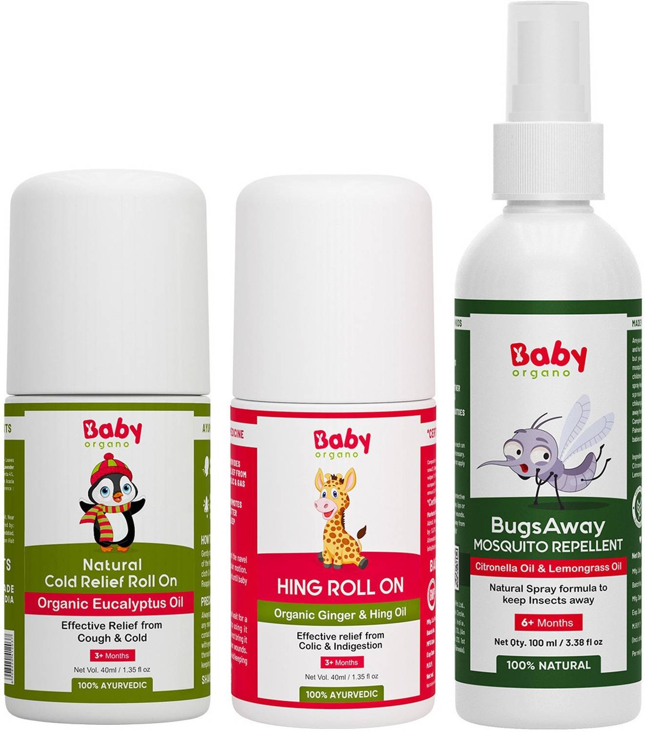 babyorgano Baby Care Tummy Hing Roll-On, Mosquito Repellent Spray