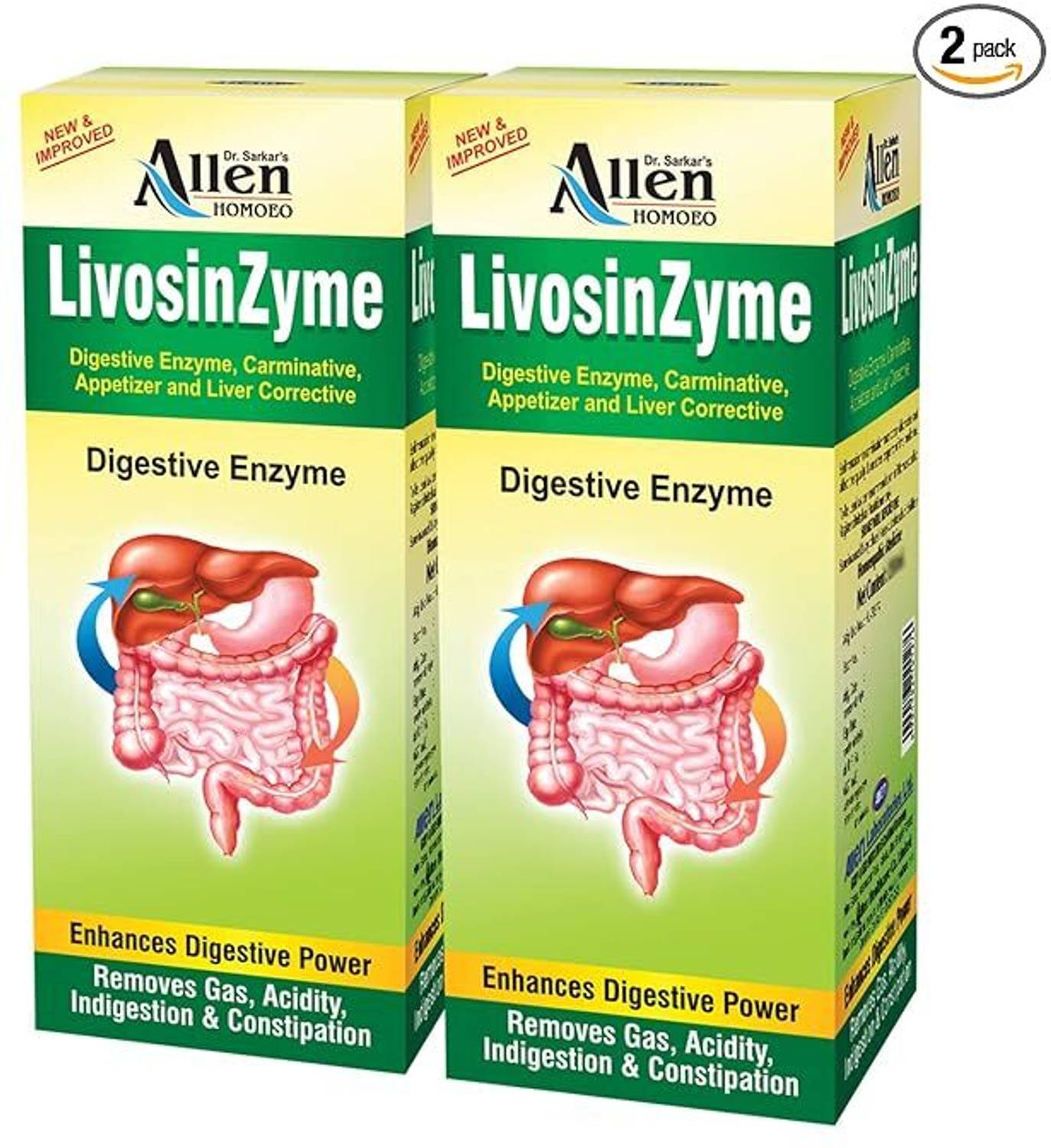 Allen's LivosinZyme (450 ml x 2 packs) - Helps relieve gas, acidity and constipation